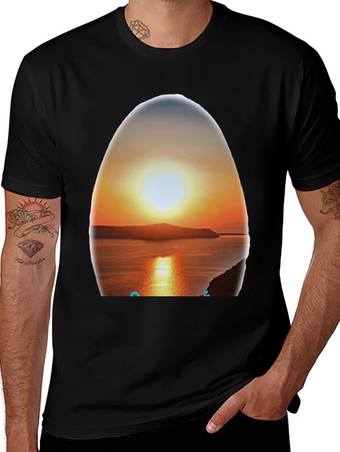 Santorini Sunset Tee: Relaxed Fit, Soft Cotton