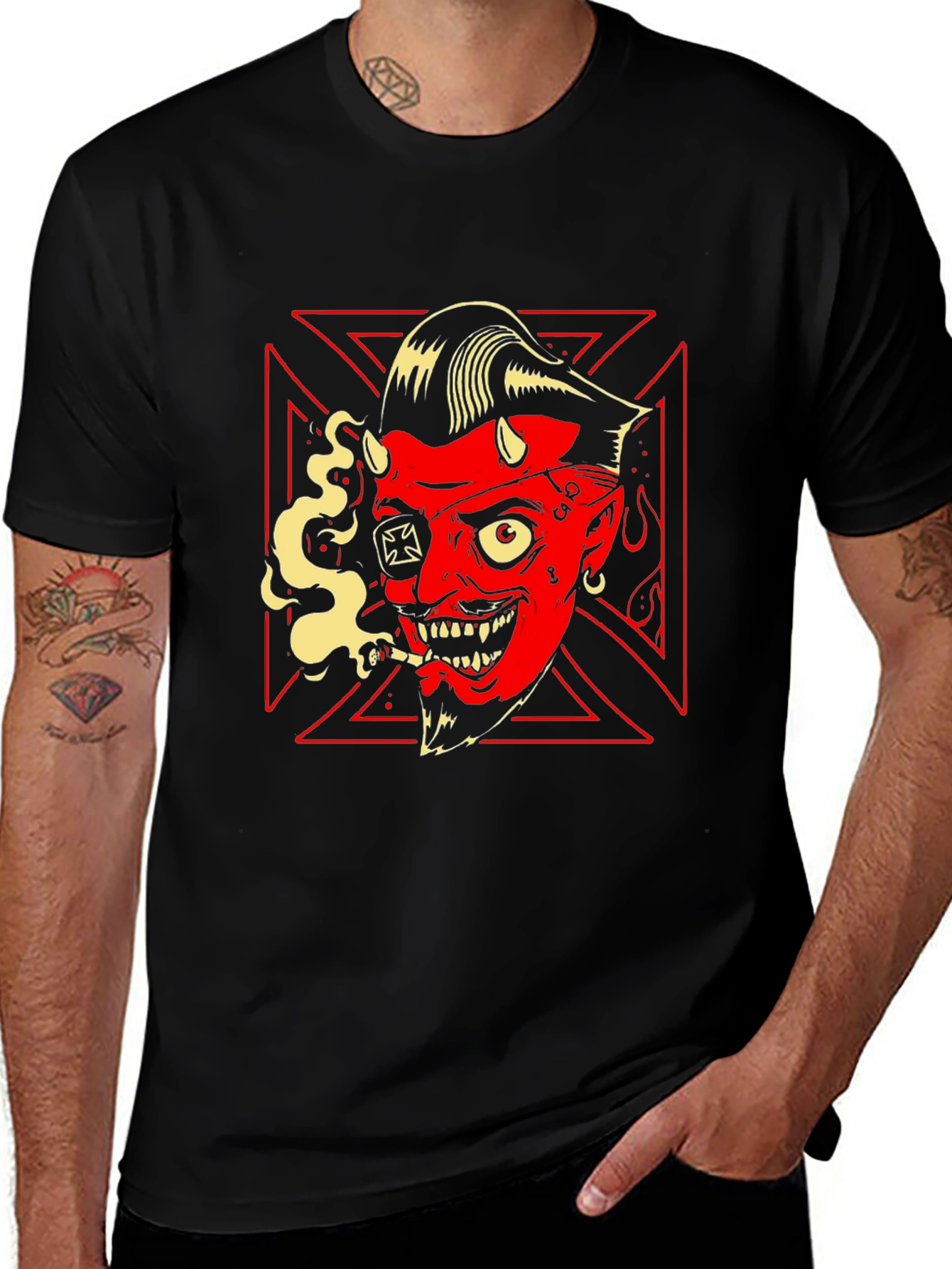 Variant 22 of Devil Smoking Tee - Rockabilly Style