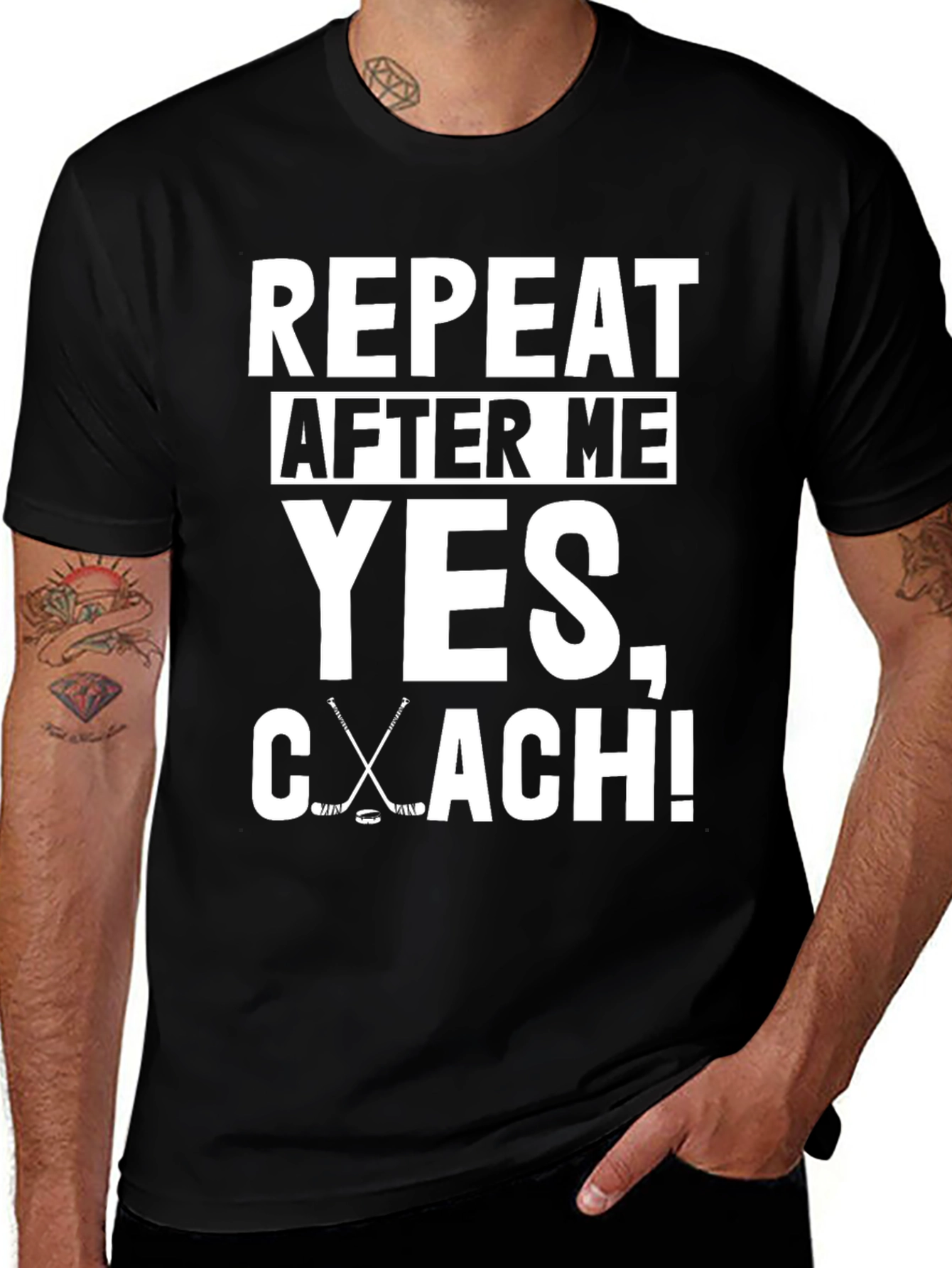 Variant 13 of Hockey Coach T-Shirt - Repeat After Me: Yes, Coach!