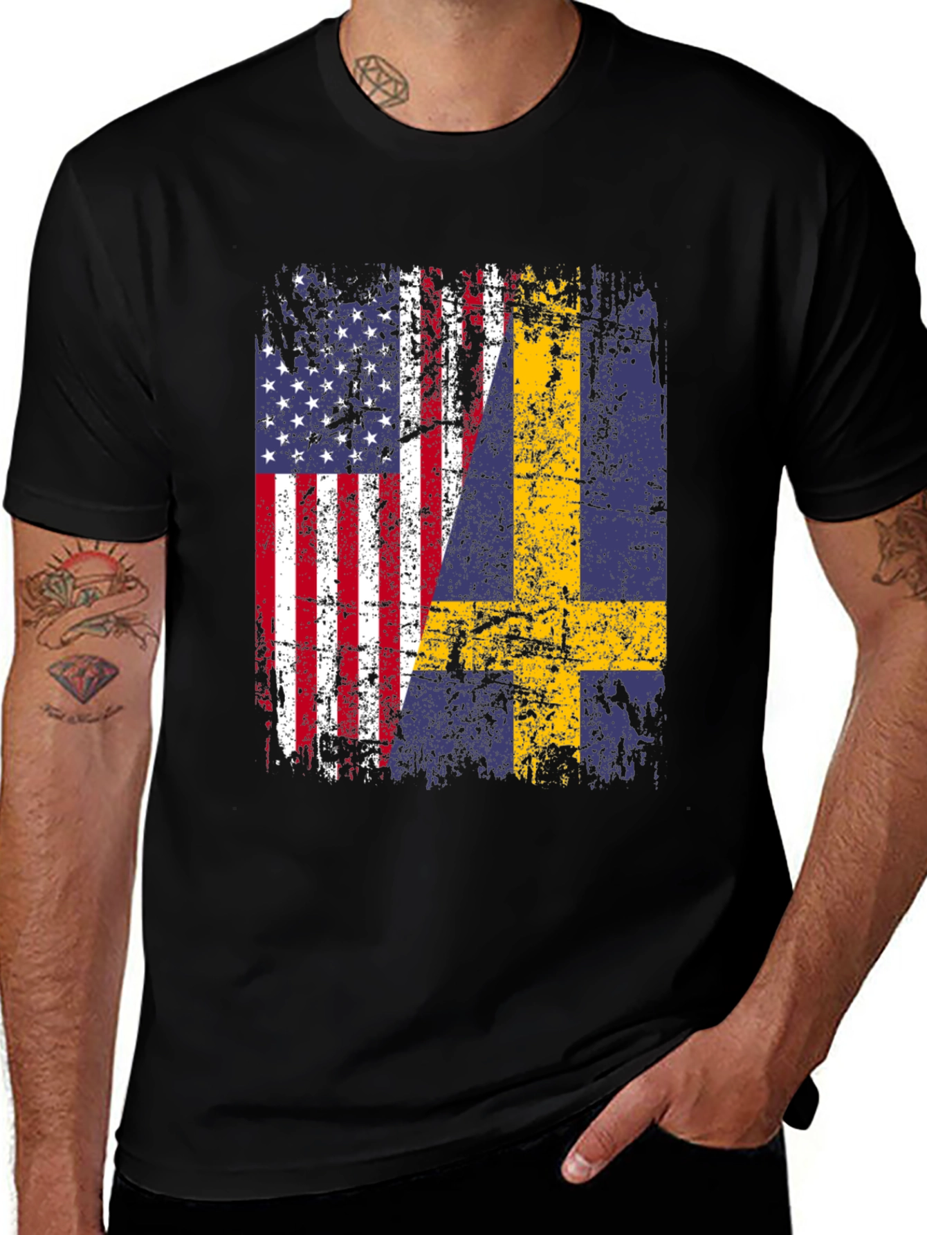 Variant 24 of USA & Sweden Flag Graphic T-Shirt