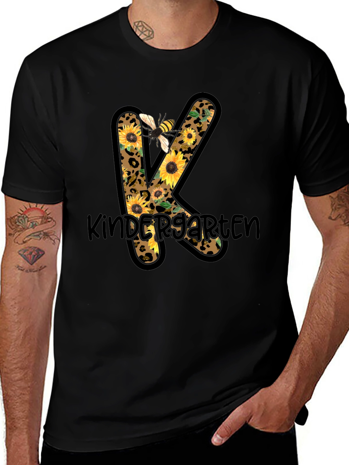 Variant 19 of Kindergarten Sunflower Bee Leopard Print T-Shirt