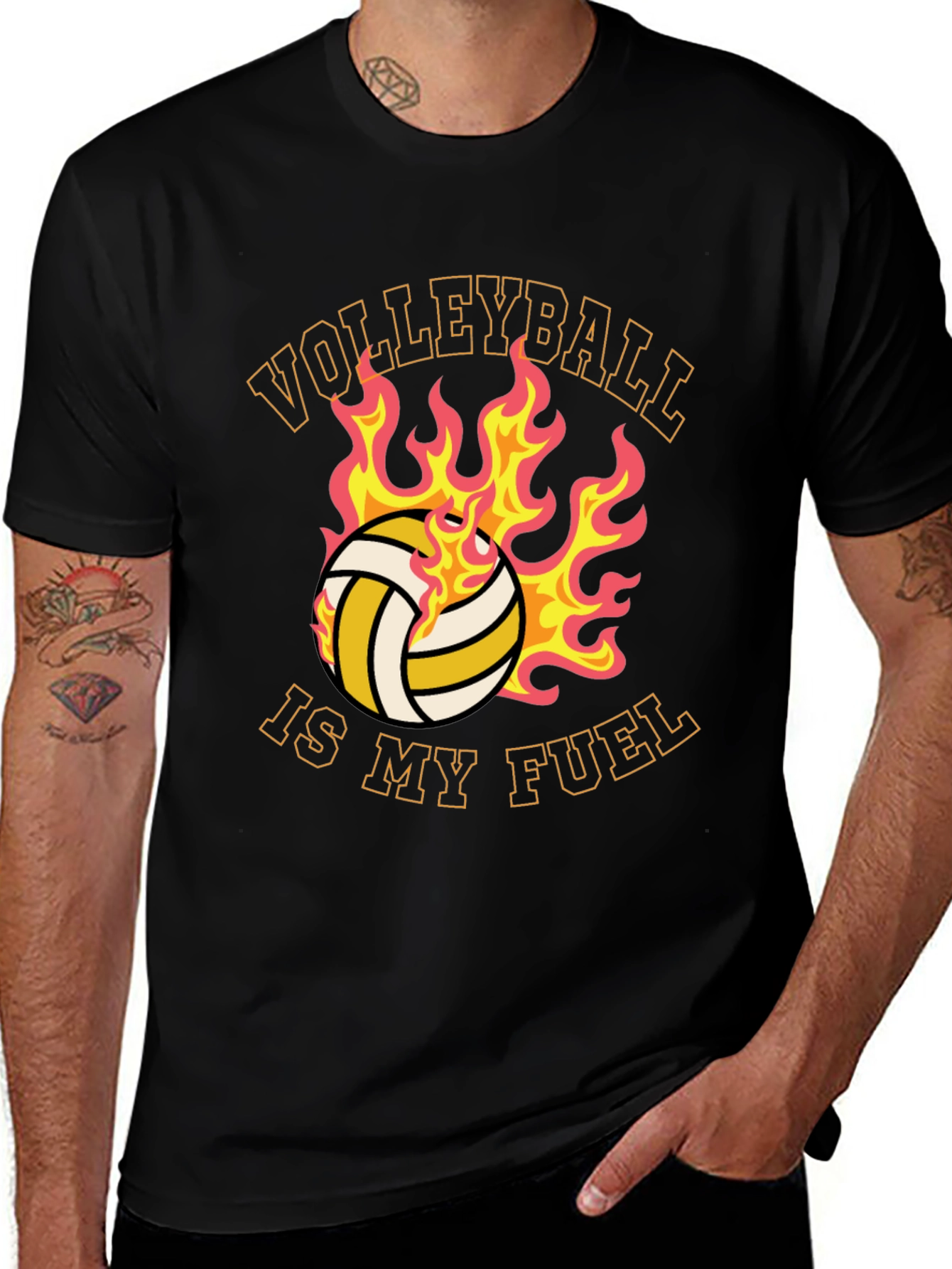 Variant 28 of Volleyball Is My Fuel Graphic Tee - Black