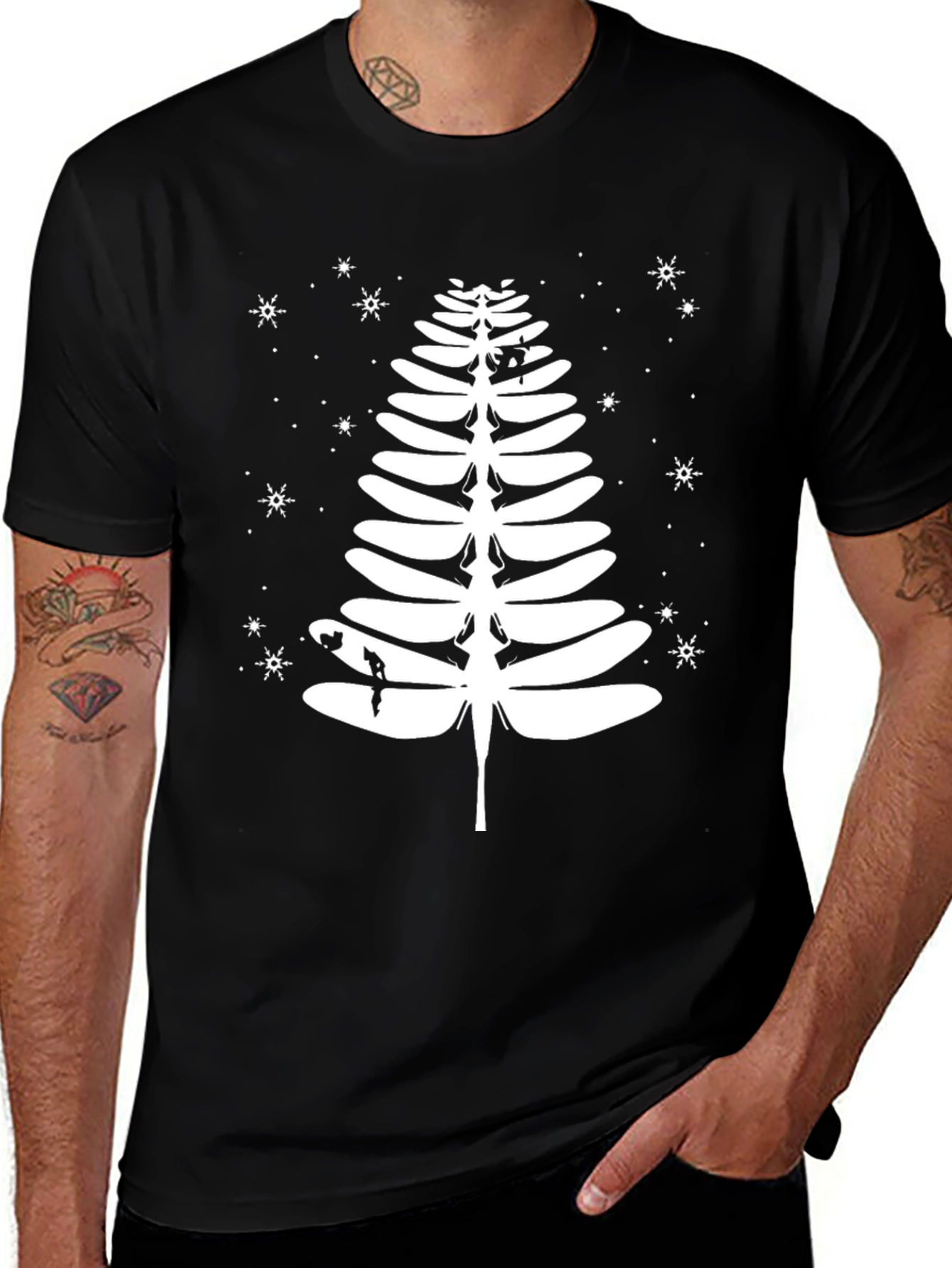 Christmas Tree Dragonfly Black T-Shirt