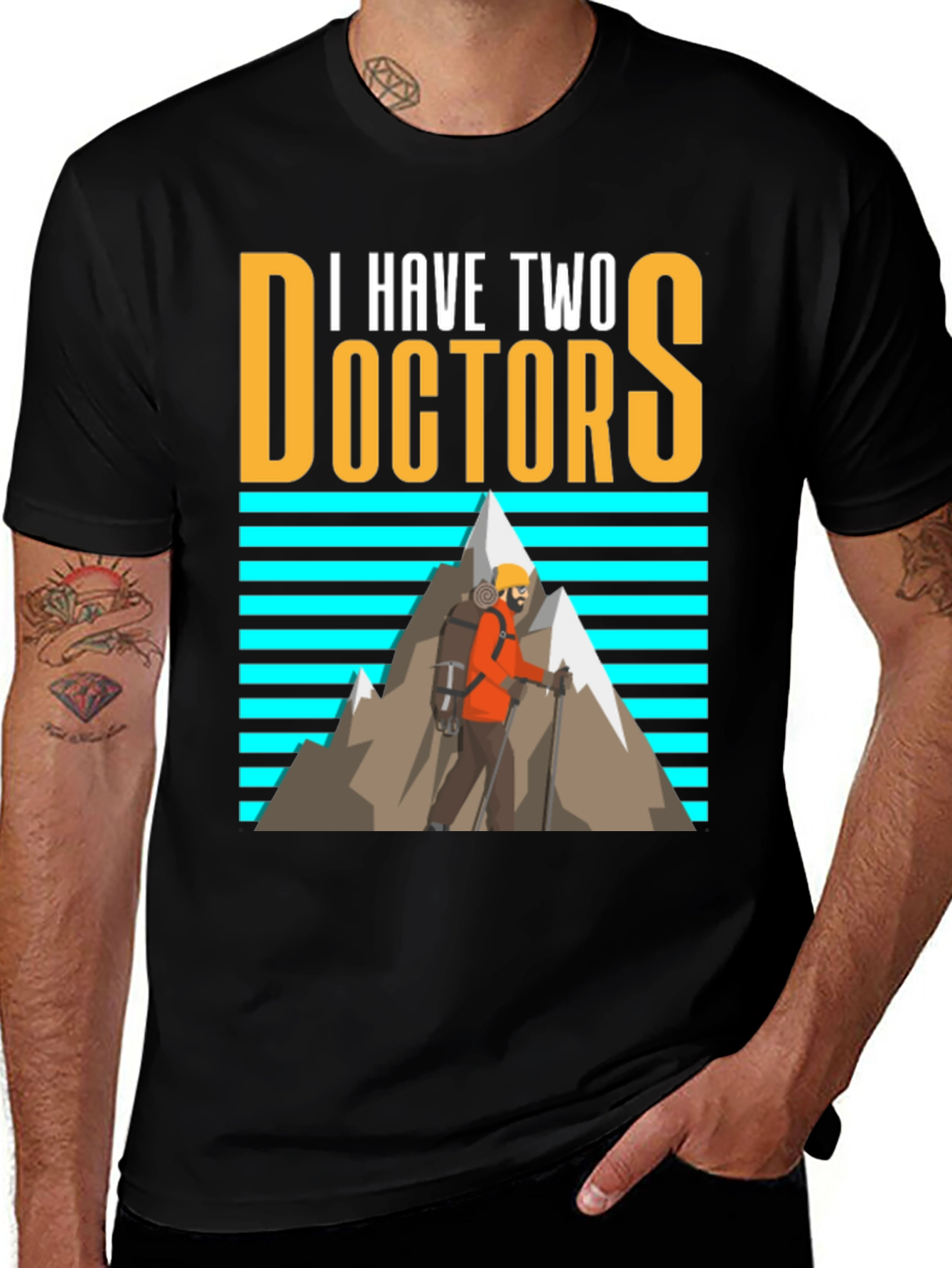 Black I Have Two Doctors Hiking T-Shirt - Funny Doctor Who Tee main image
