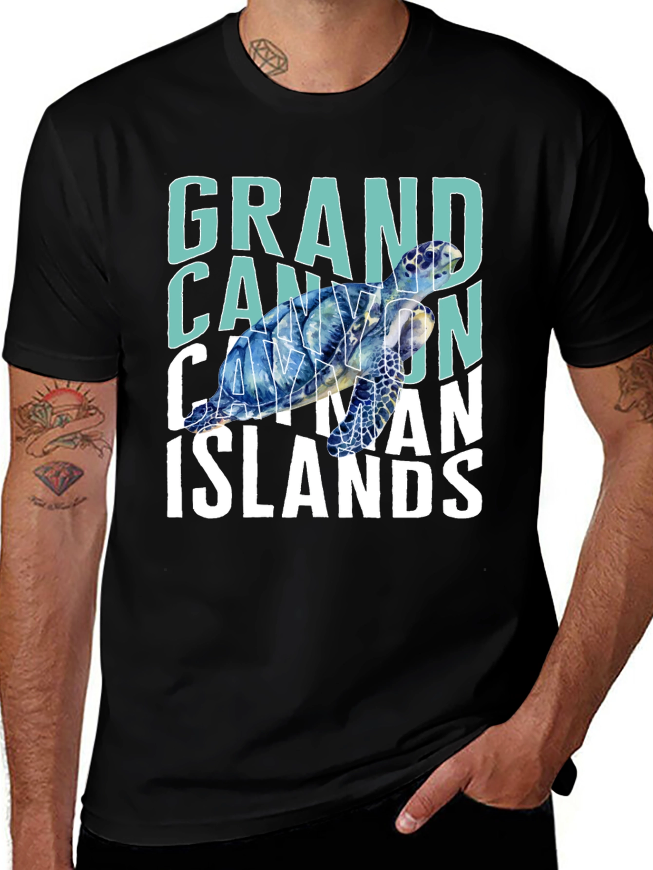 Grand Cayman Islands Turtle Graphic T-Shirt