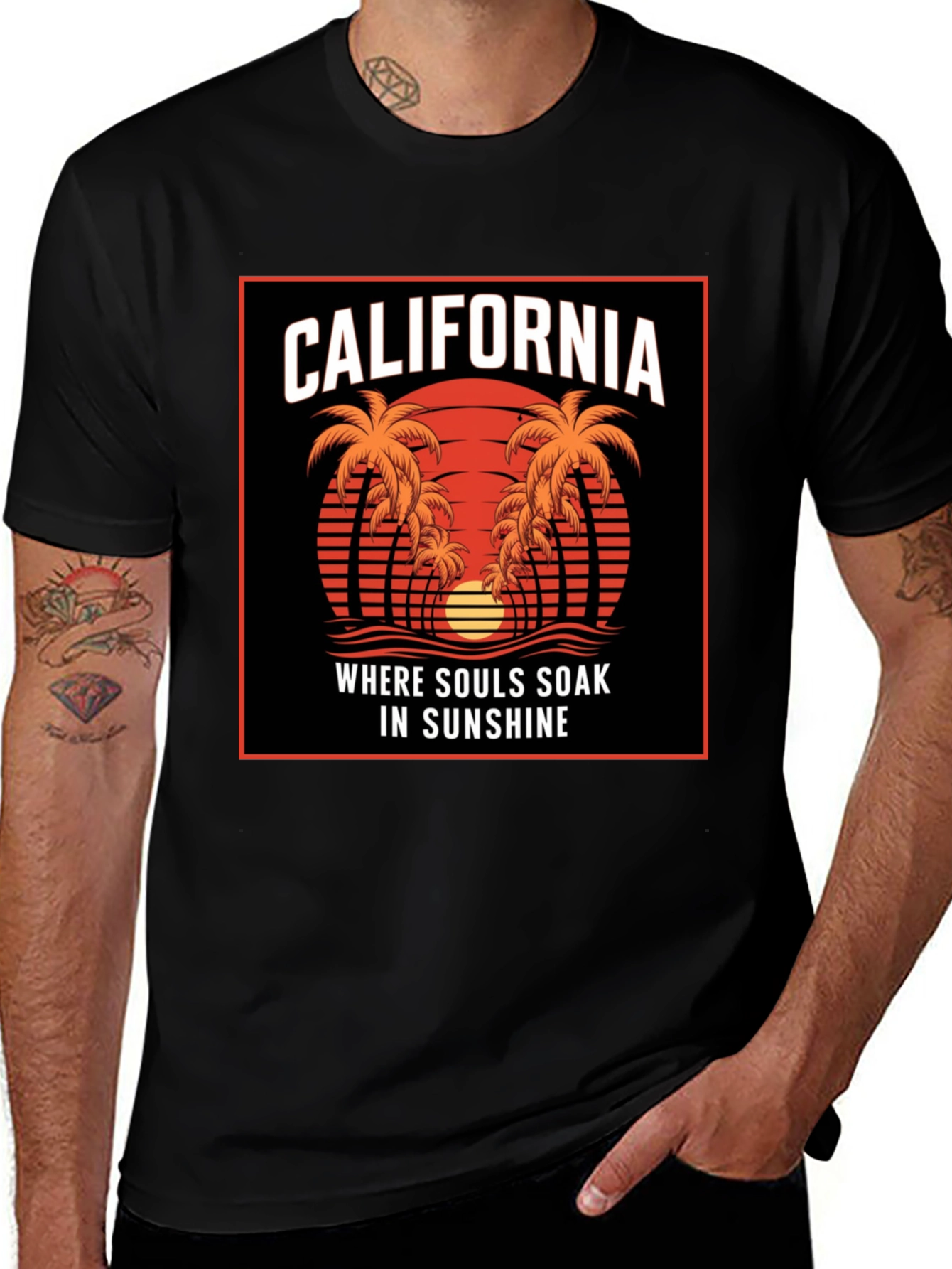 Variant 8 of California Sunset Palm Tree Graphic Tee