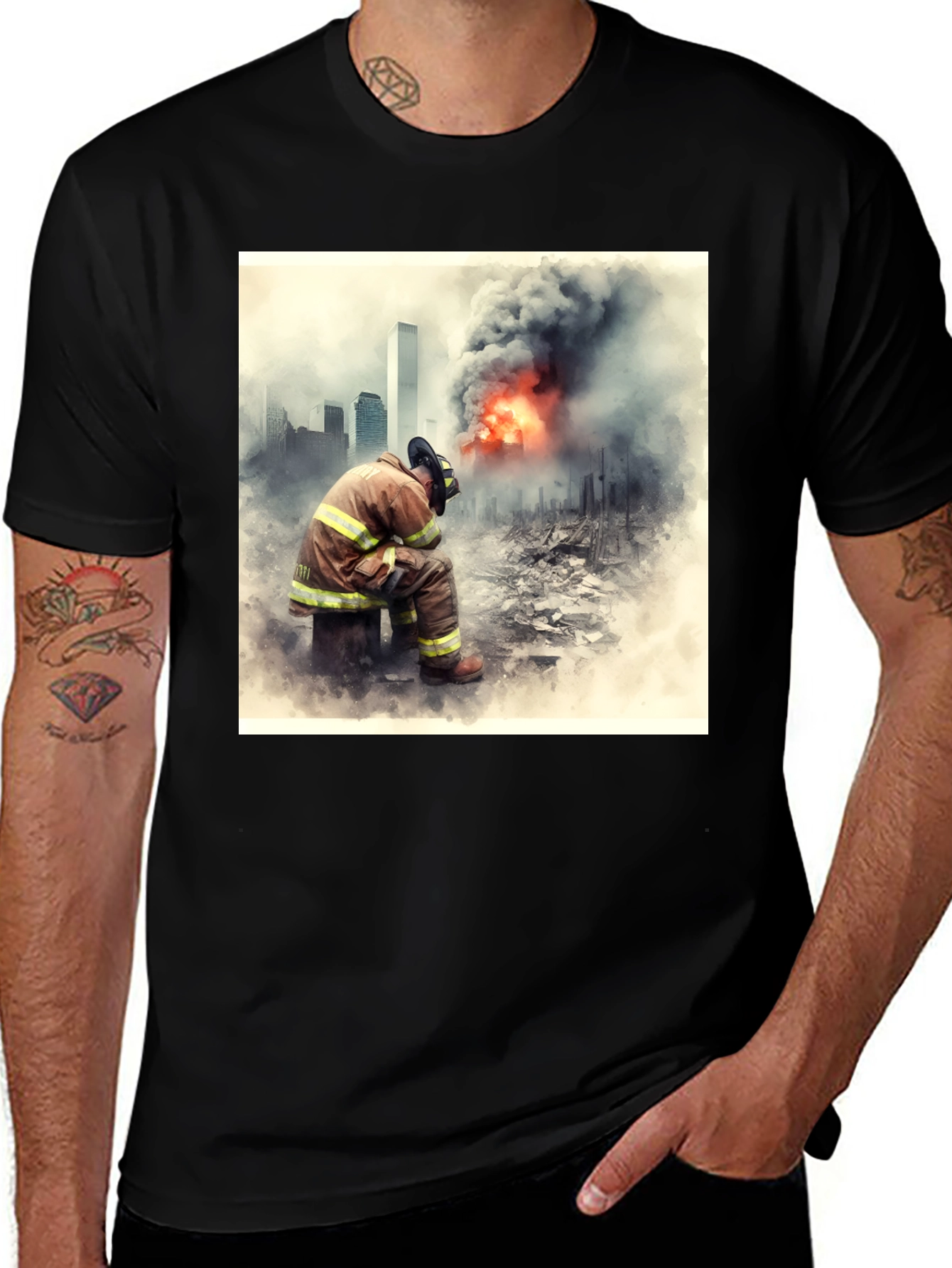 Variant 30 of Firefighter Tribute T-Shirt - 9/11 Memorial