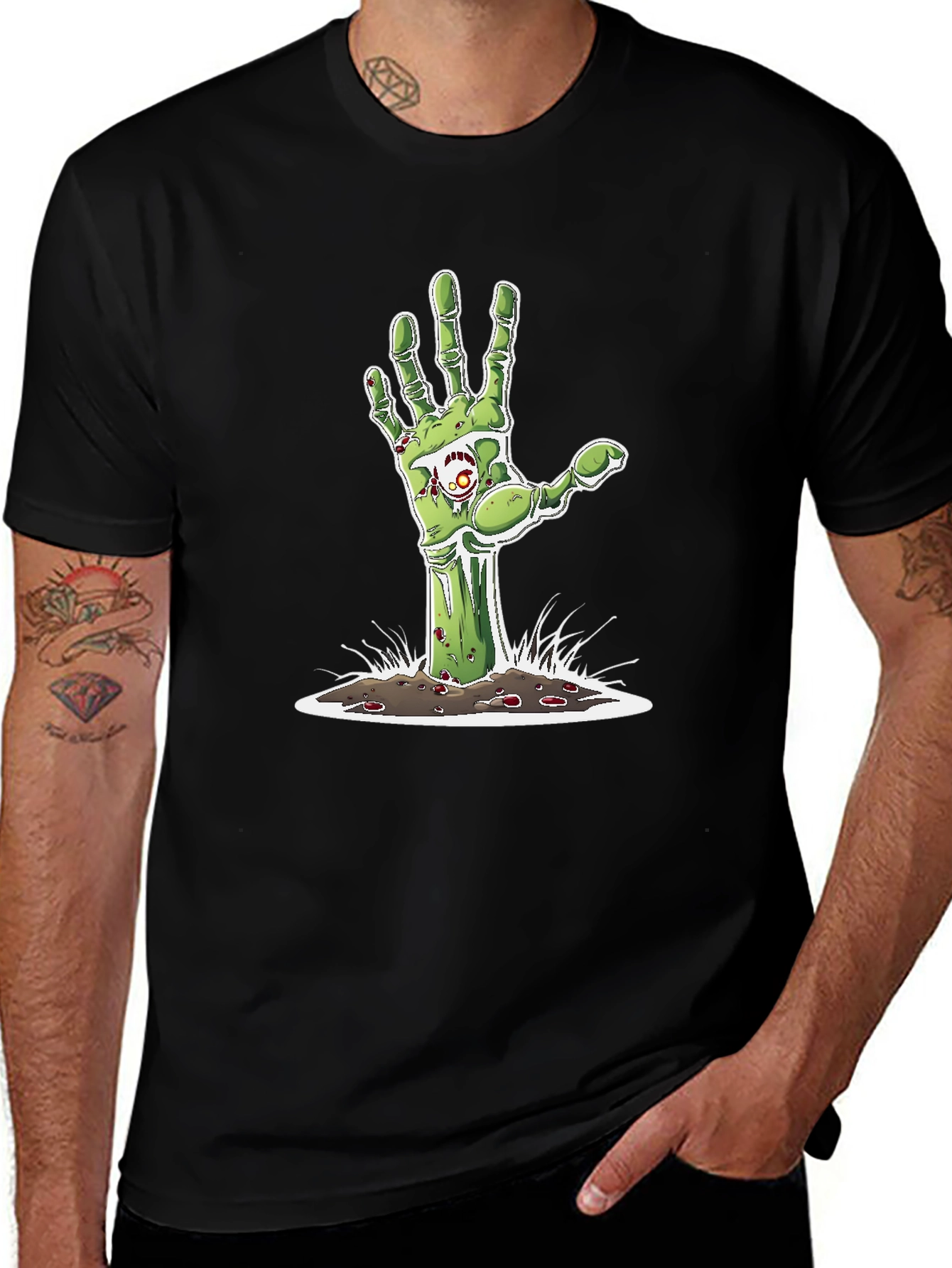 Variant 27 of Zombie Hand Graphic Tee - Spooky Season Shirt