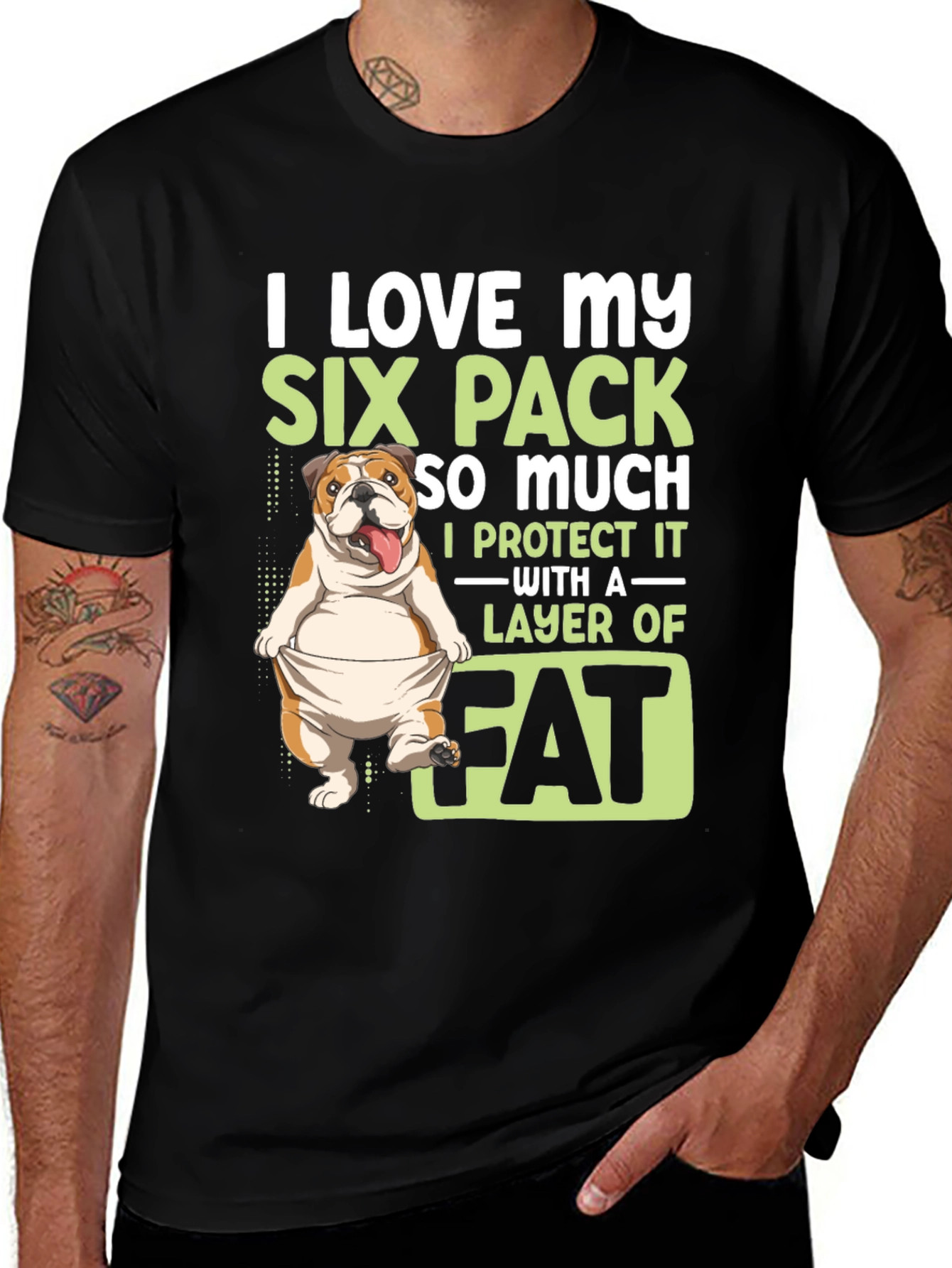 Variant 22 of Funny Bulldog Six Pack T-Shirt 