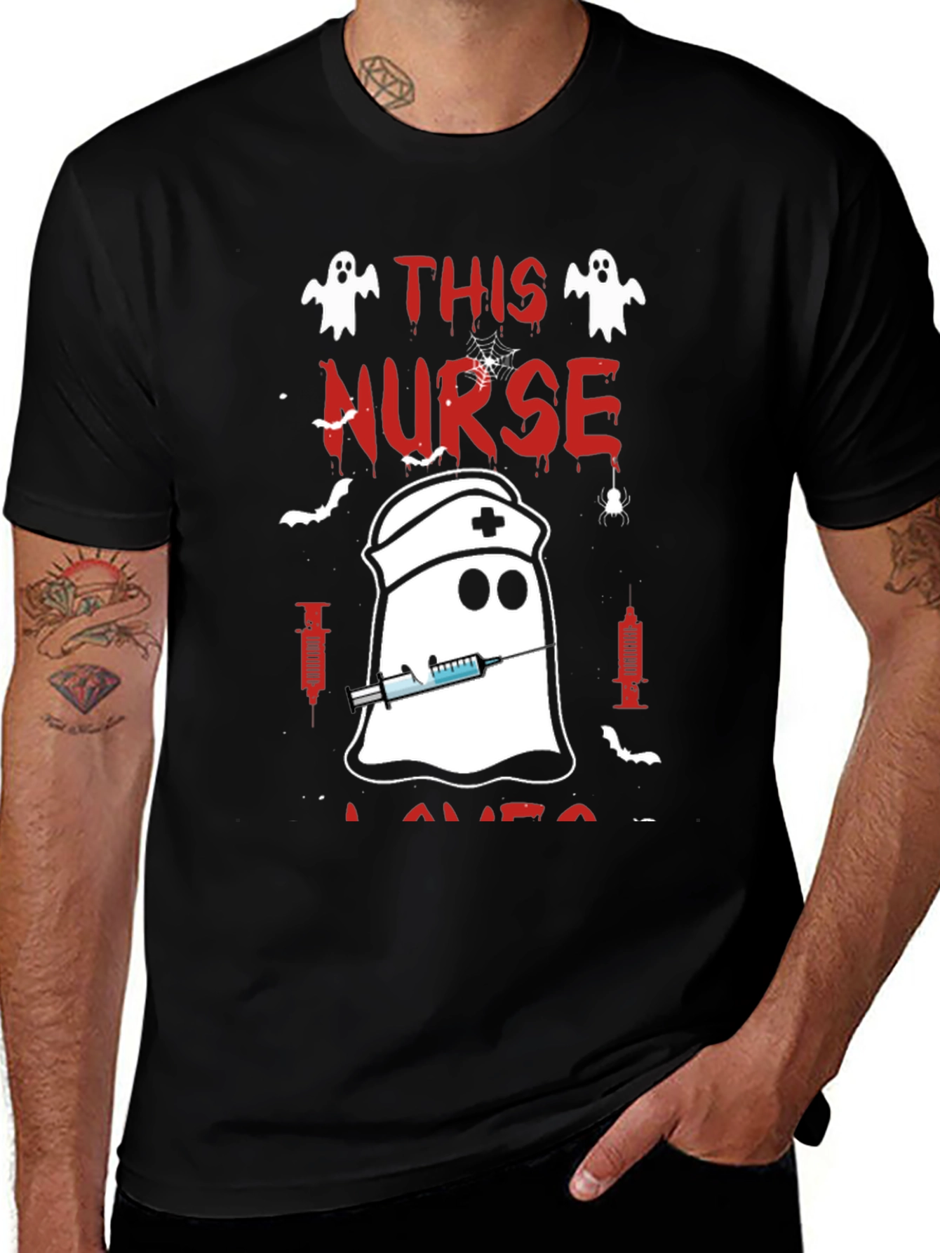 Variant 4 of Halloween Nurse Ghost T-Shirt - Spooky Nursing Tee