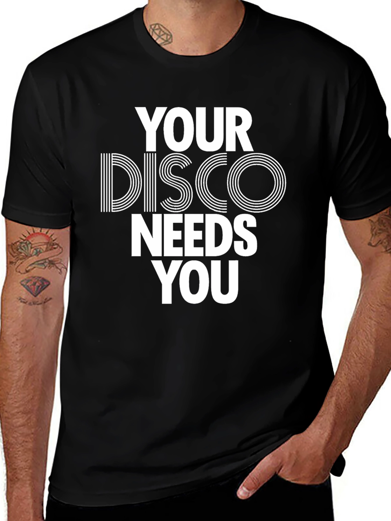 Variant 15 of Your Disco Needs You Graphic T-Shirt - Black Cotton Tee