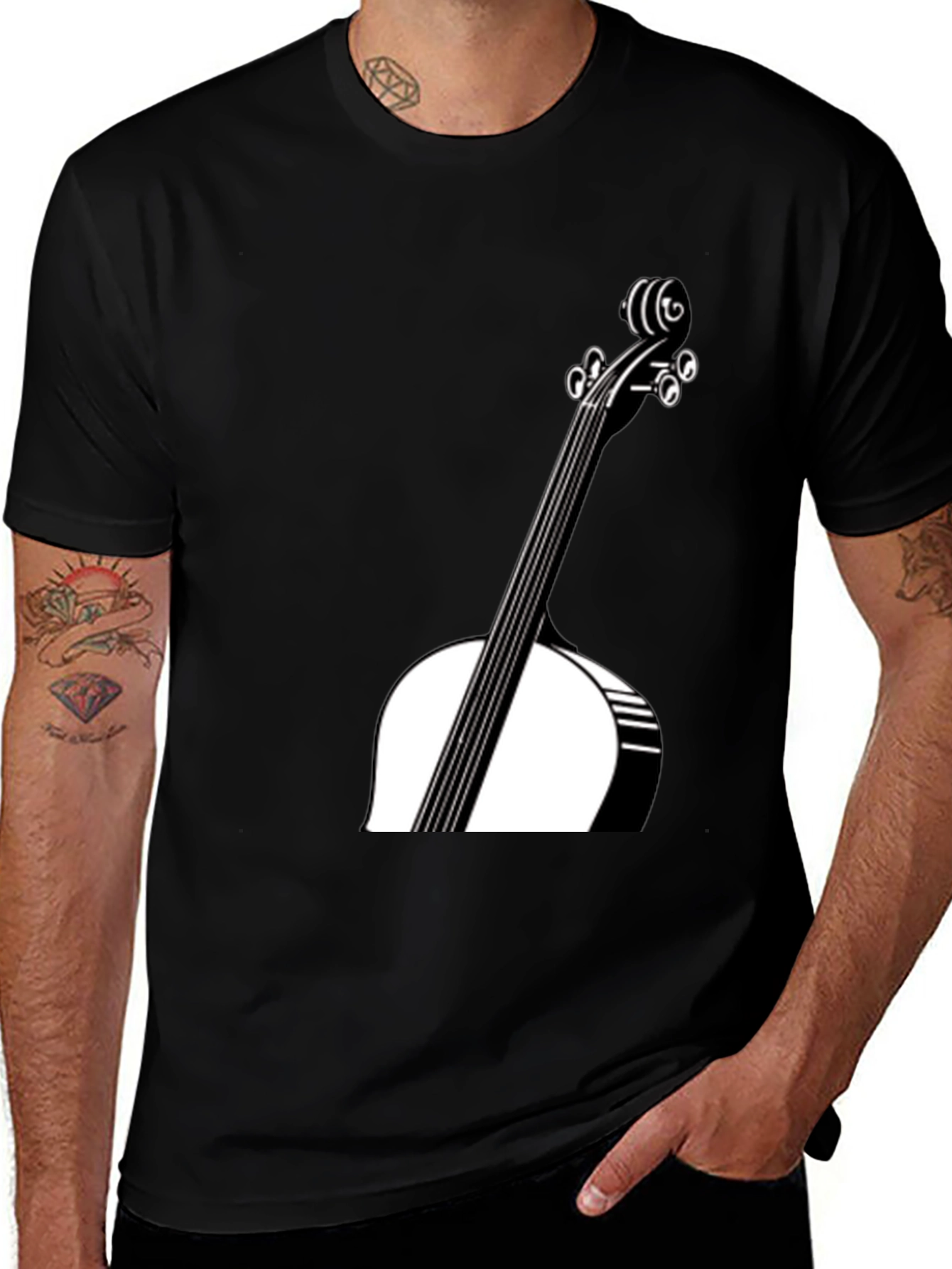 Variant 19 of Black Cello Graphic Tee - Musician Style