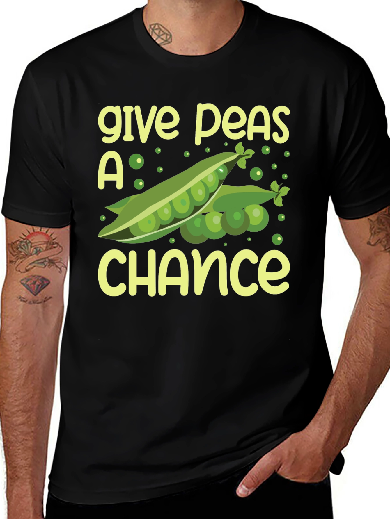 Give Peas a Chance Black T-Shirt