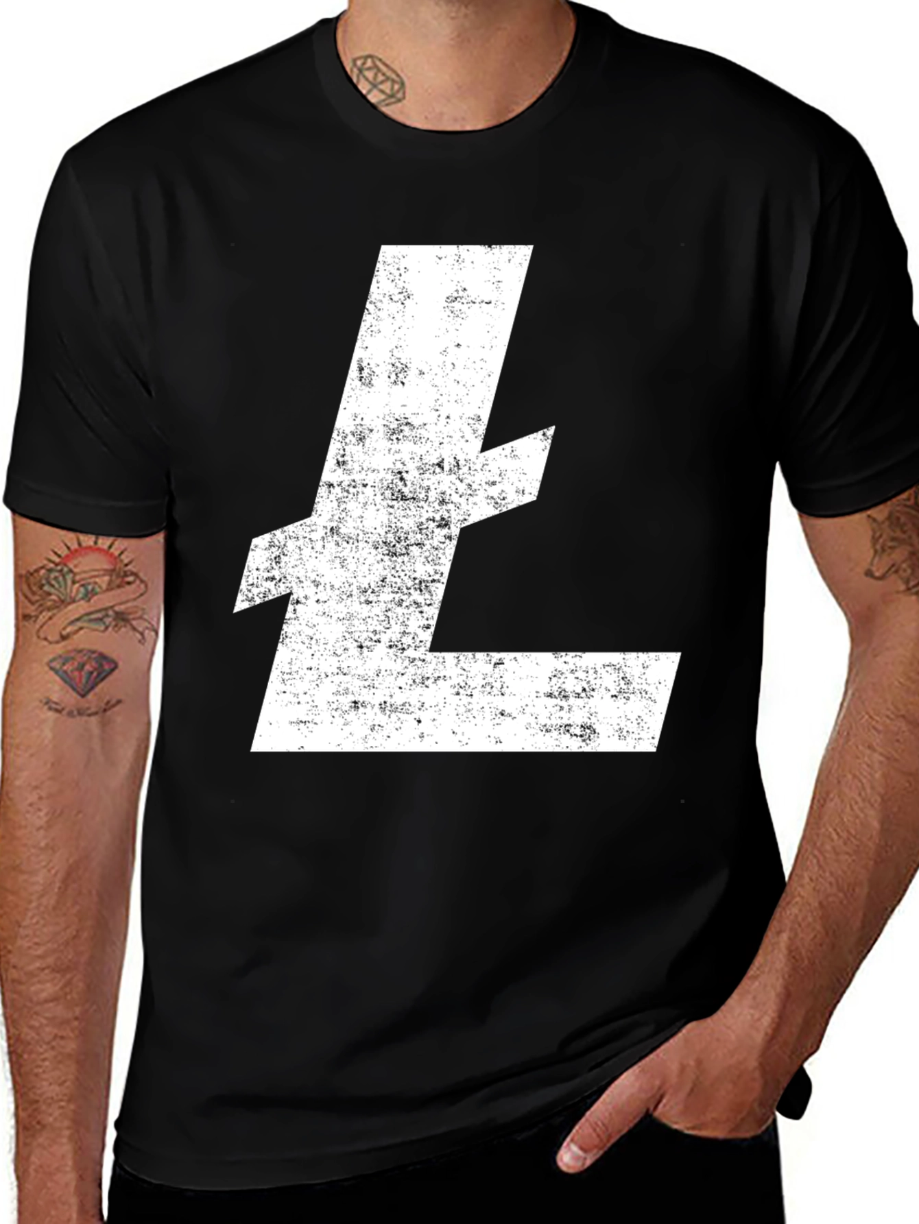 Variant 24 of Litecoin Cryptocurrency Black Graphic T-Shirt