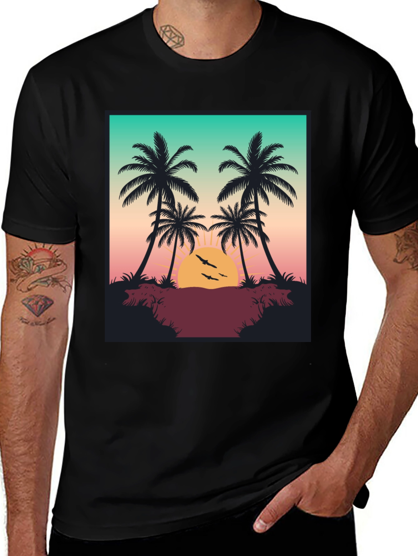 Variant 28 of Tropical Sunset Palm Tree Graphic T-Shirt