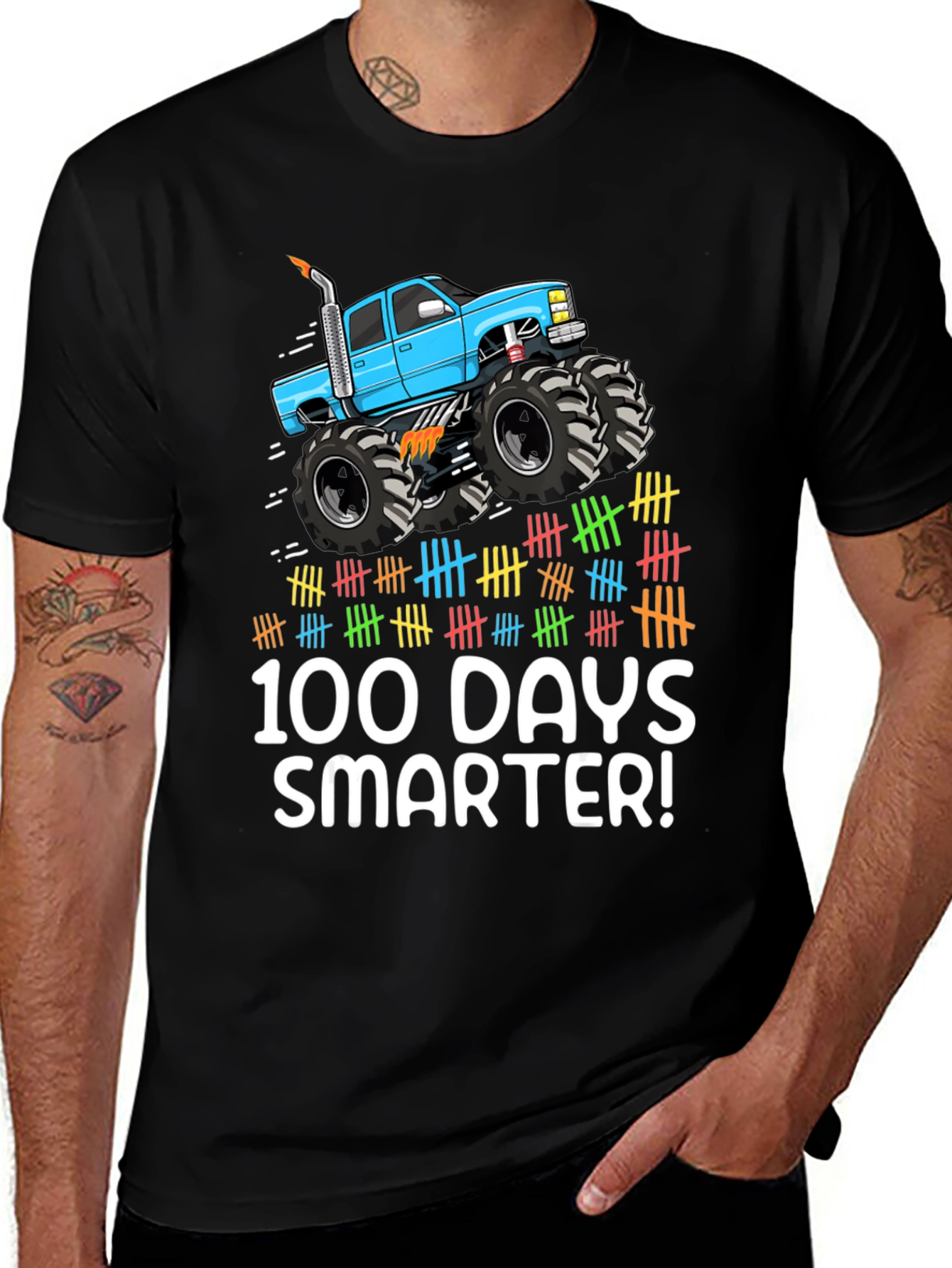Variant 12 of 100 Days Smarter Monster Truck Tee