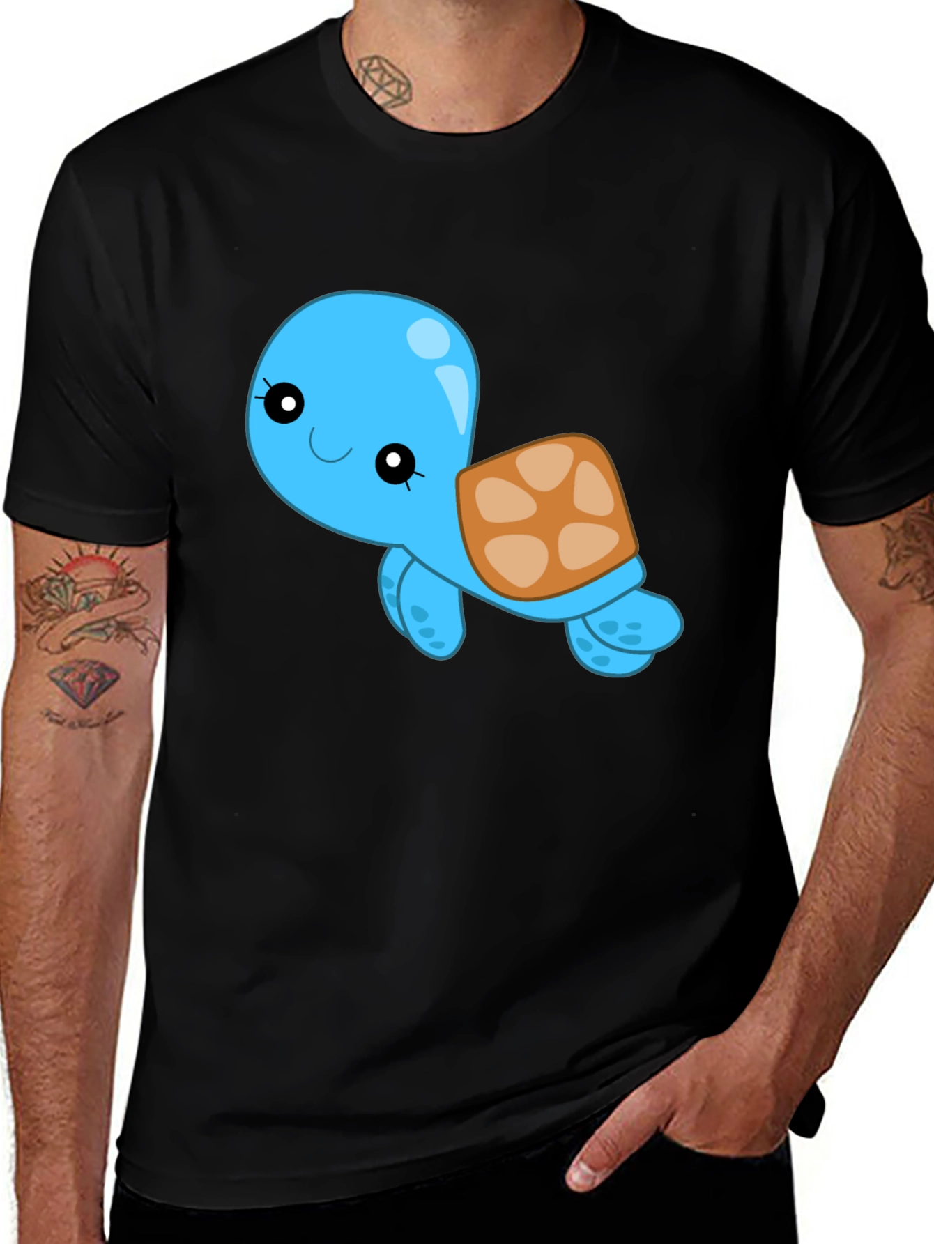 Variant 22 of Cute Turtle Graphic Black T-Shirt