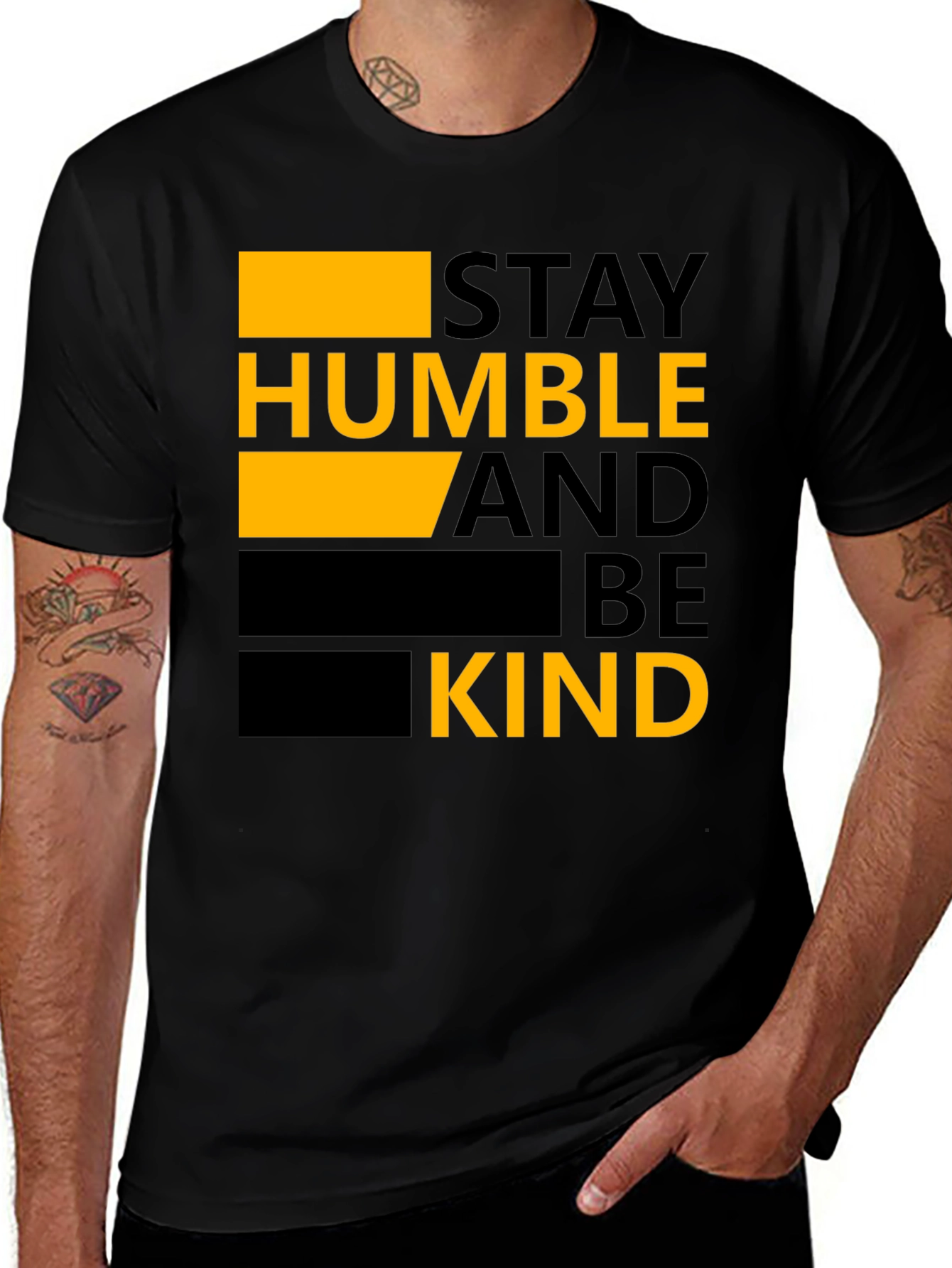 Variant 11 of Stay Humble and Be Kind Graphic Tee - Black