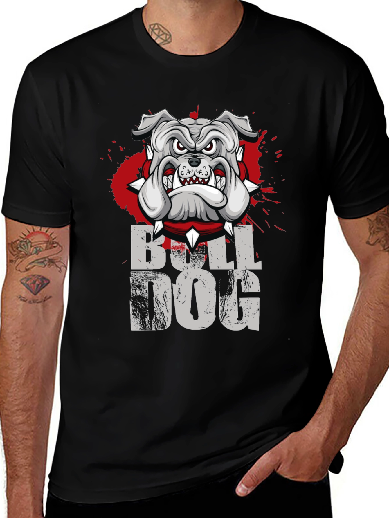 Variant 9 of Cool Bulldog Graphic Print Black T-Shirt