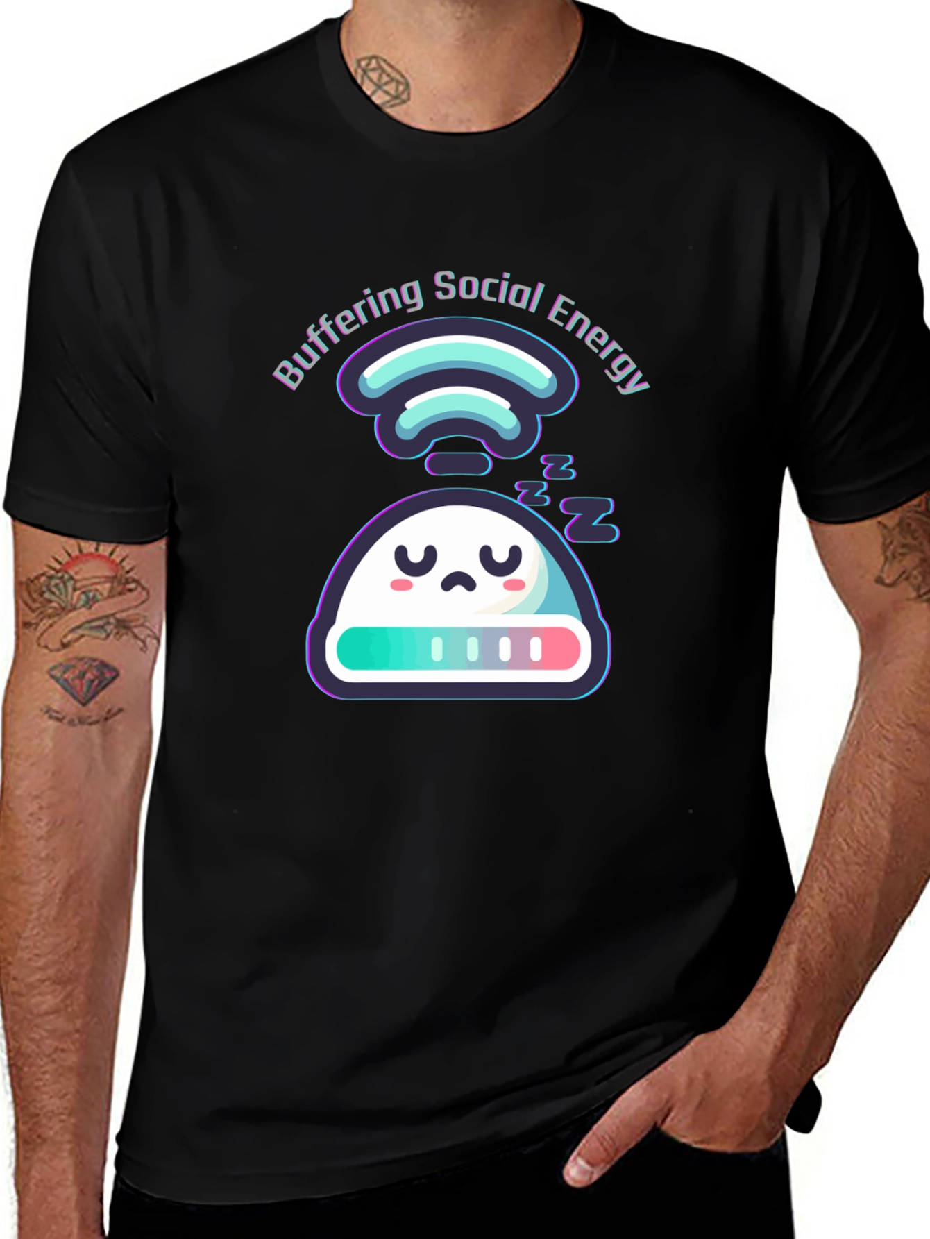 Variant 3 of Buffering Social Energy Graphic Tee