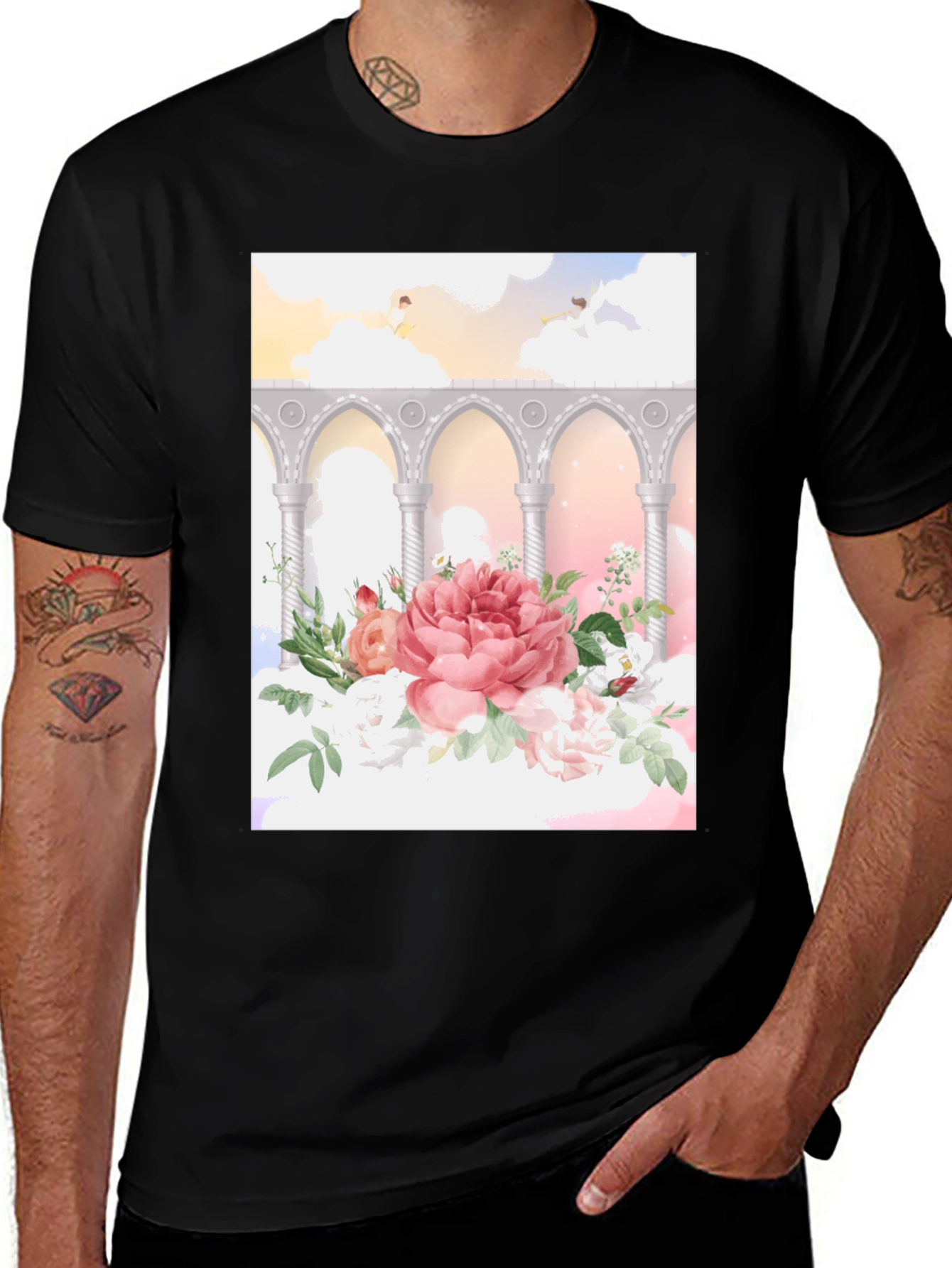 Variant 21 of Floral Archway T-Shirt - Artistic Graphic Tee
