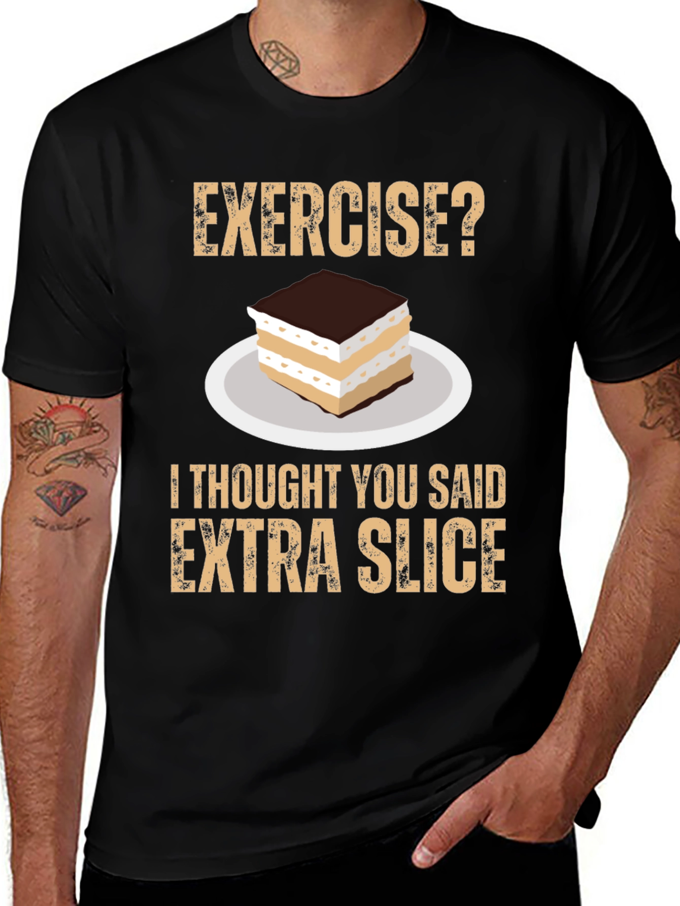 Variant 15 of Exercise? Extra Slice T-Shirt - Funny Foodie Tee