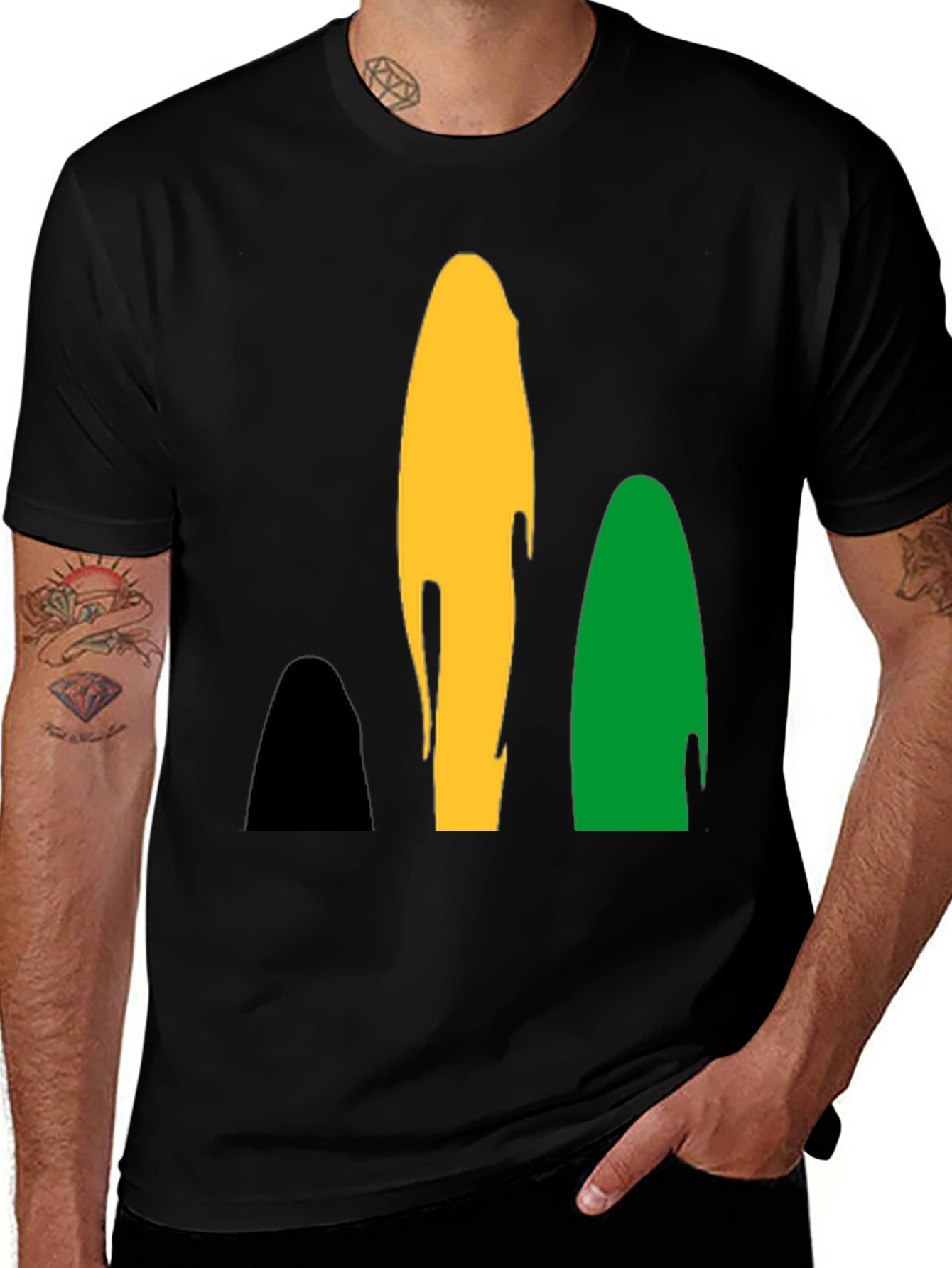 Rasta Inspired Black Graphic T-Shirt
