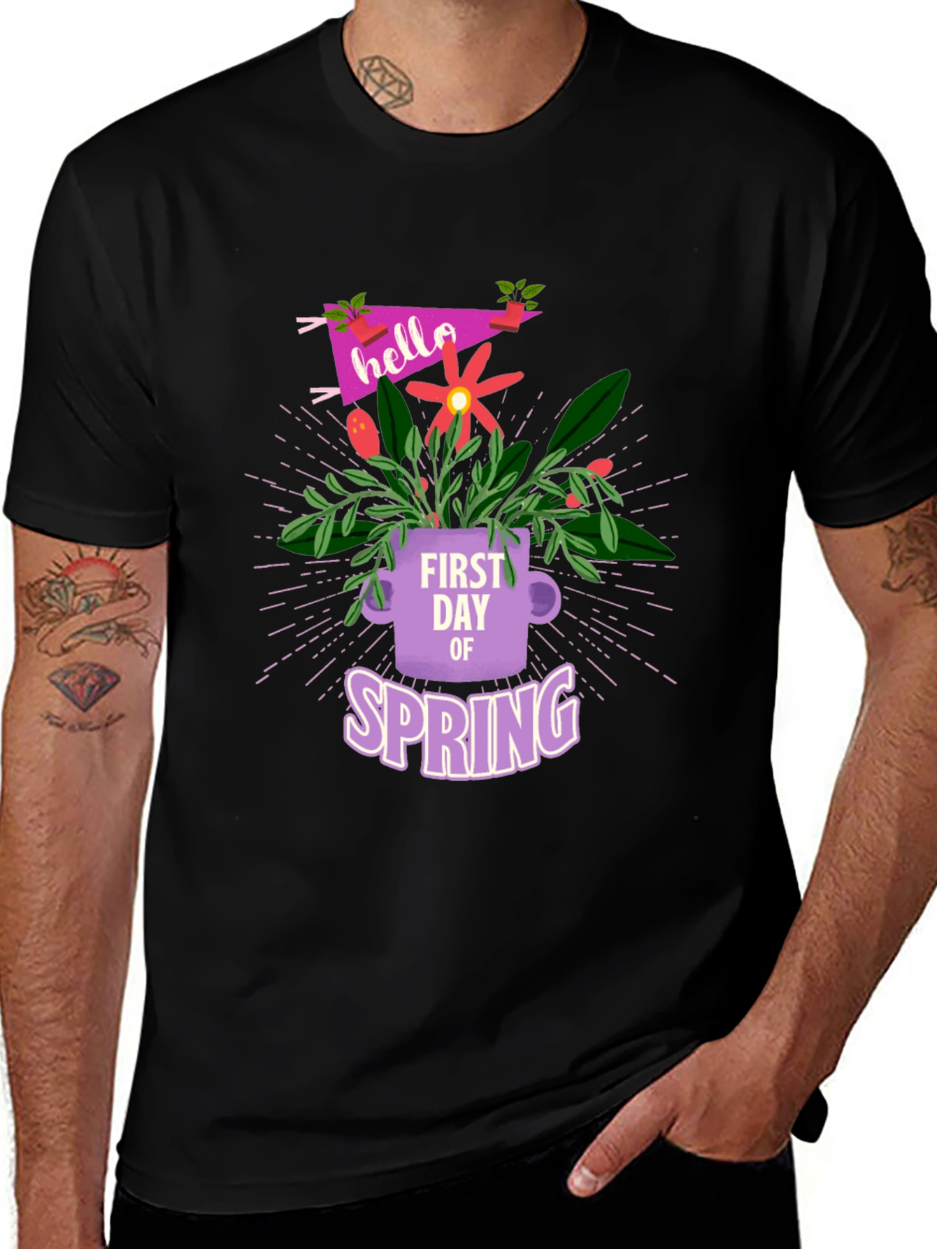 Variant 3 of Hello Spring T-Shirt: Floral Design