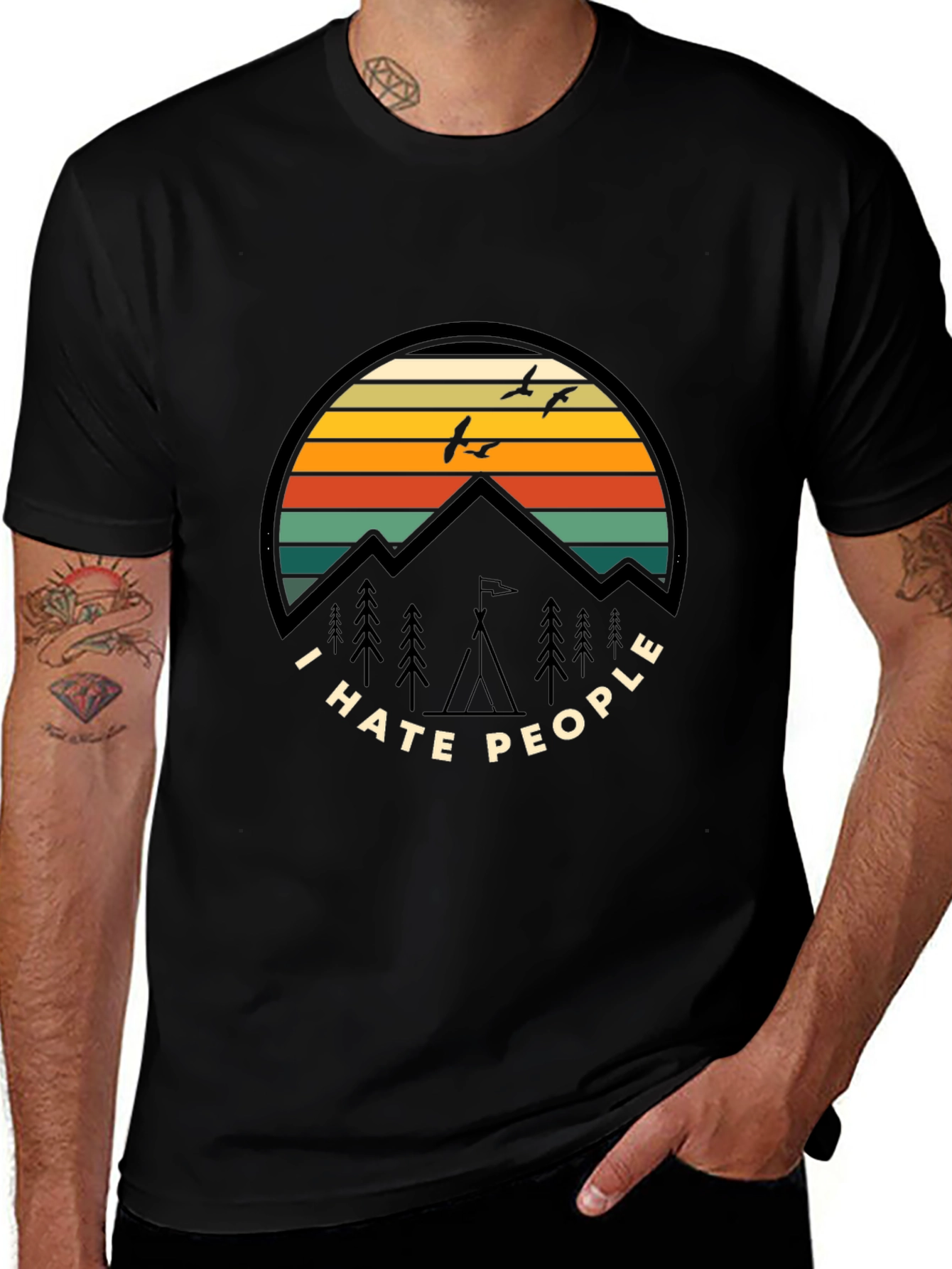 Variant 20 of I Hate People T-Shirt - Mountain Sunset Graphic Tee