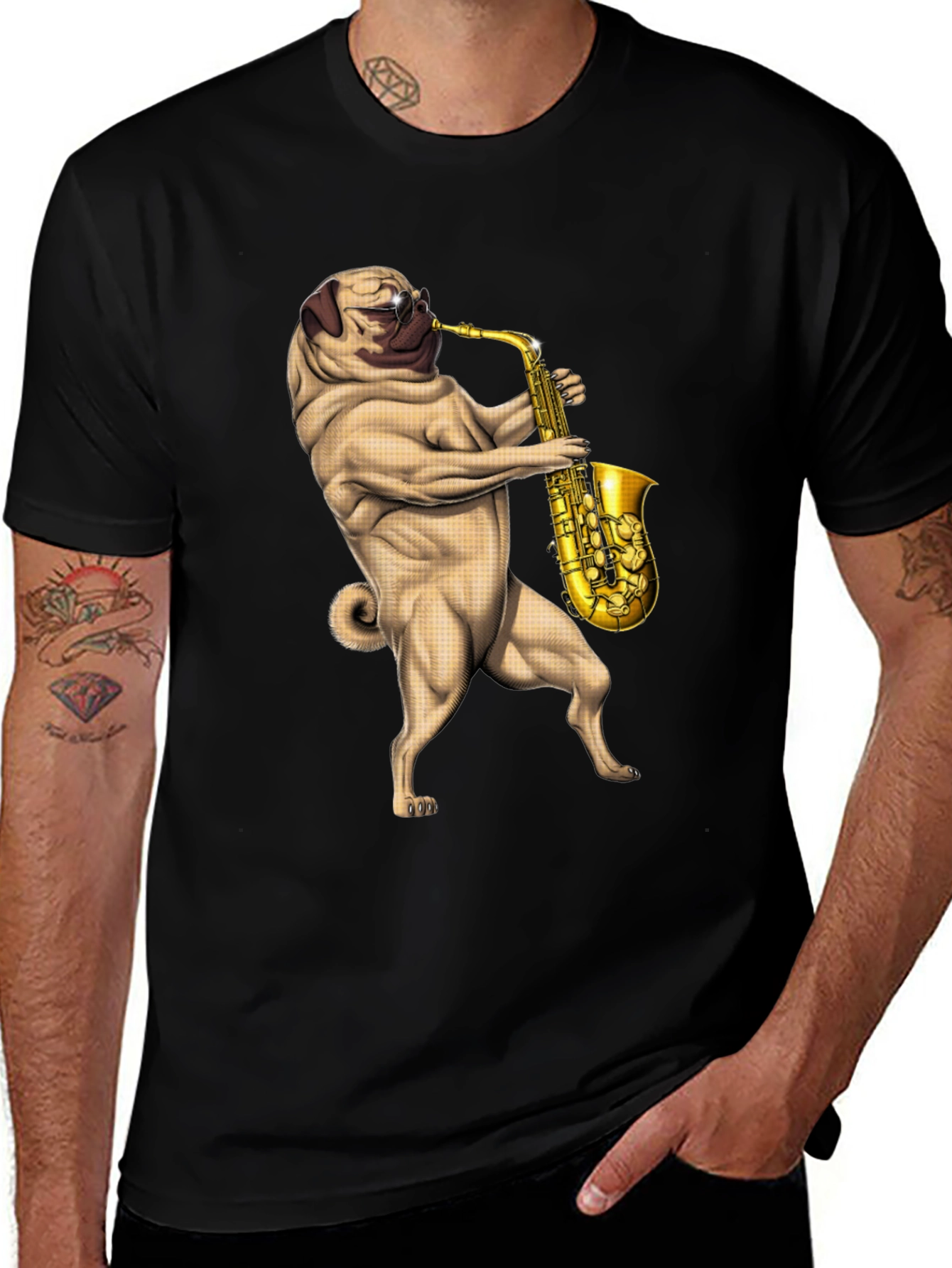 Variant 26 of Pug Saxophone Graphic T-Shirt