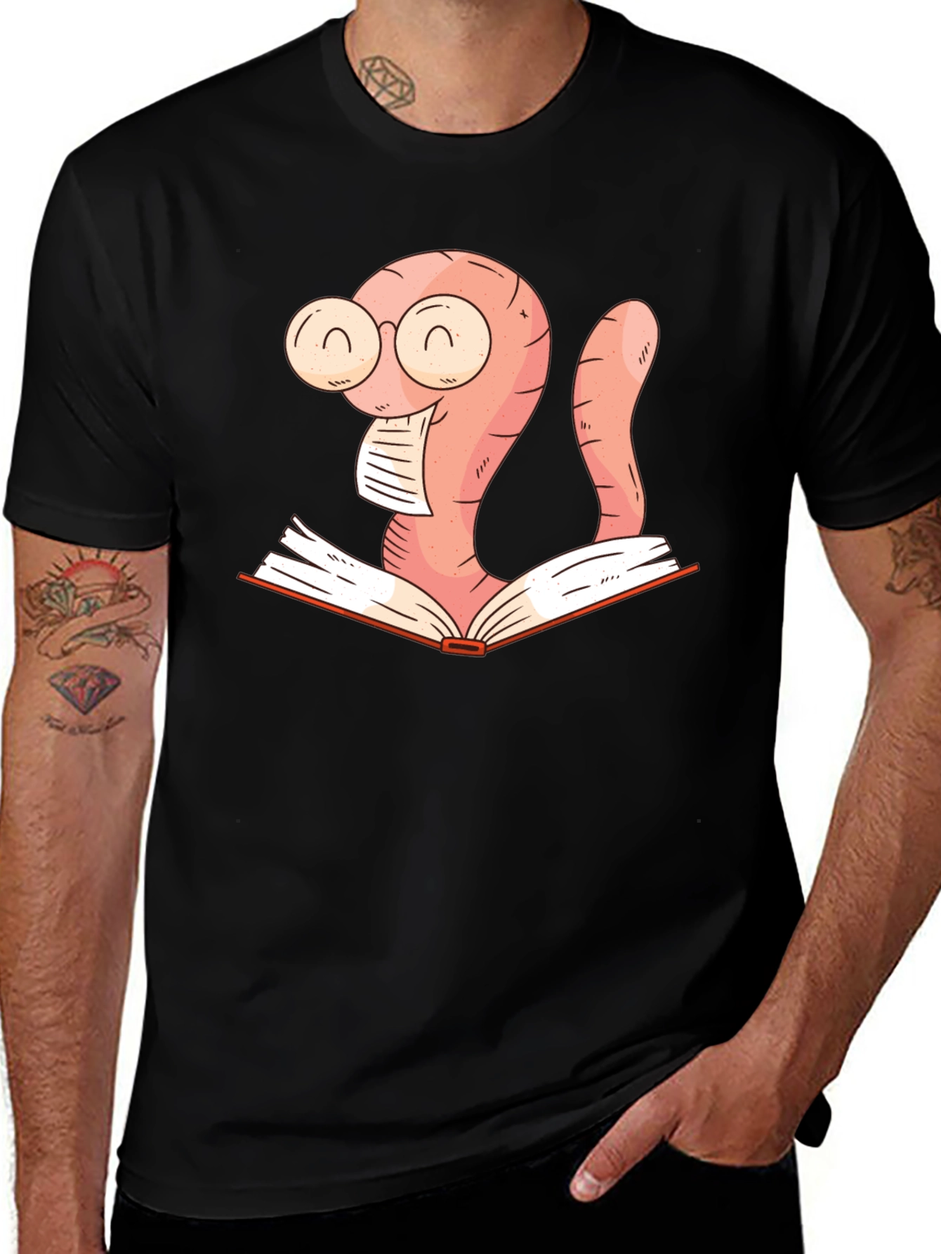 Variant 27 of Bookworm Shirt - Reading Worm Design