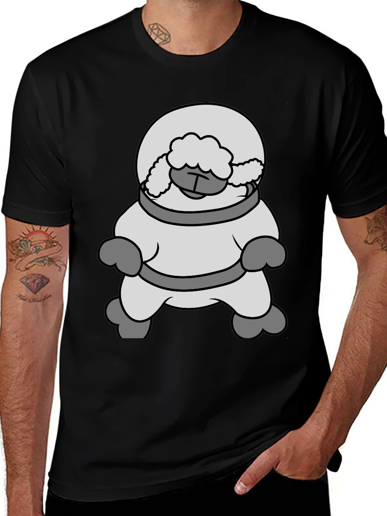 Black Astronaut Sheep Black T-Shirt main image