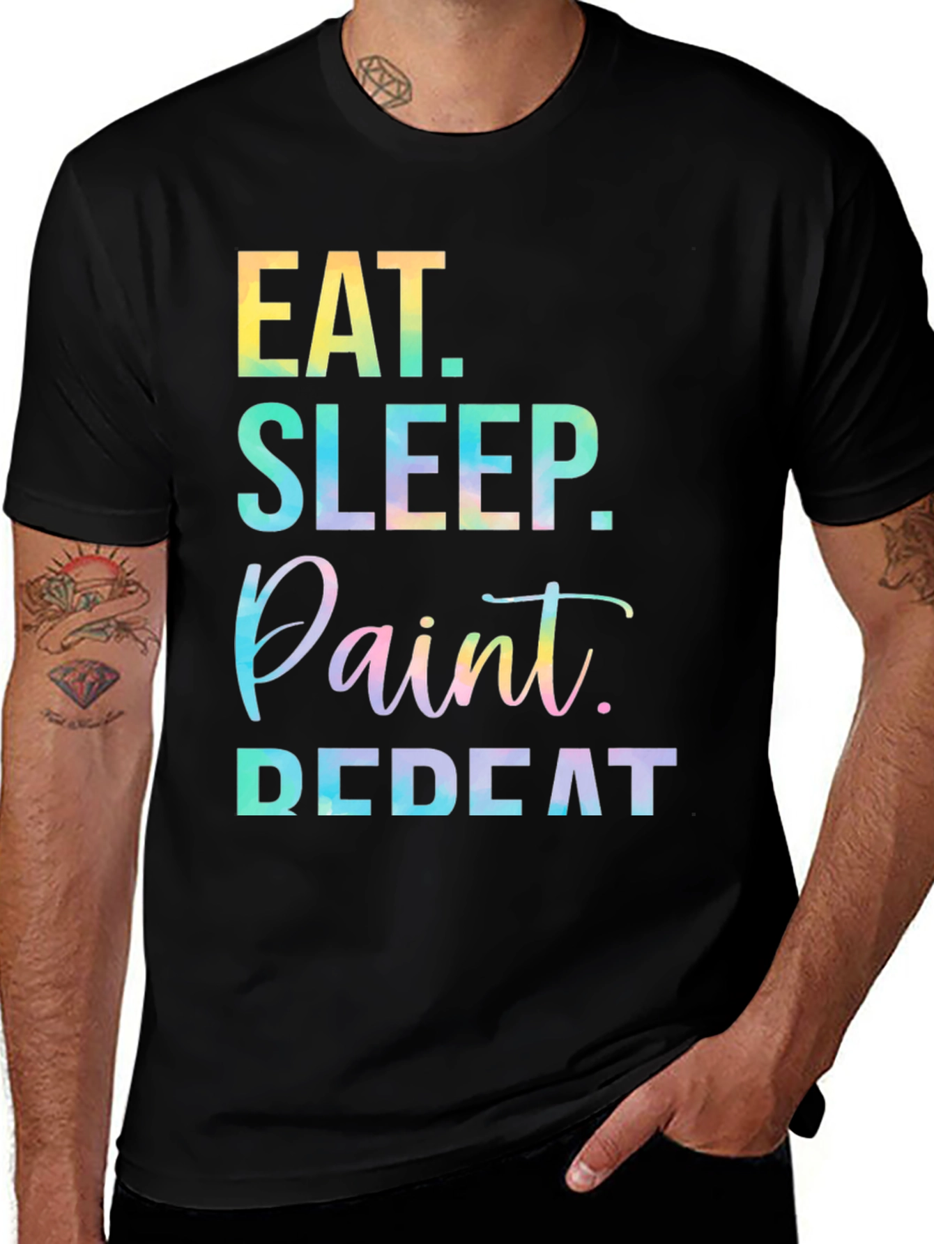Variant 16 of Eat Sleep Paint Repeat Black Graphic Tee