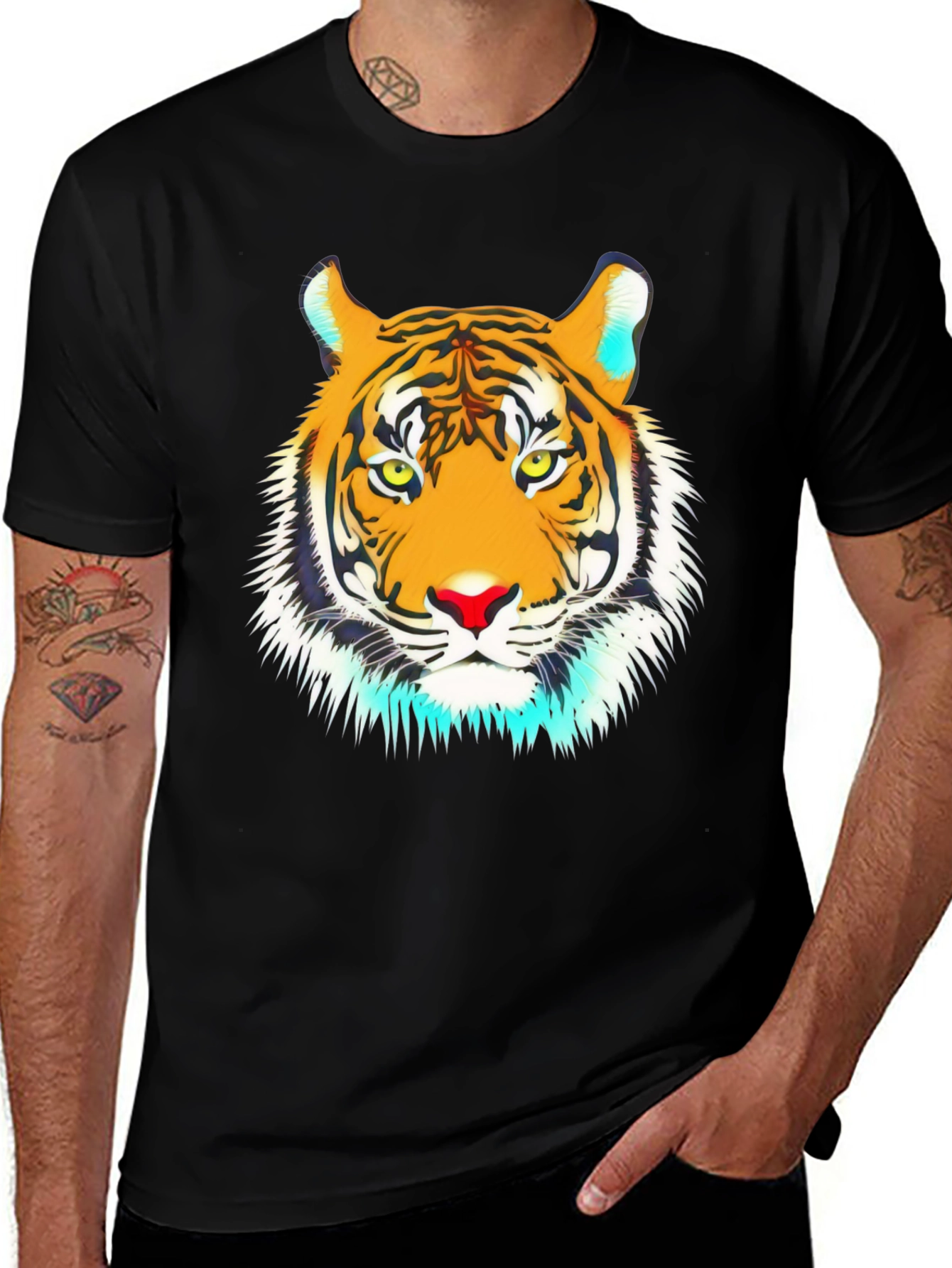 Variant 11 of Cool Tiger Graphic Tee - Black Unisex T-Shirt