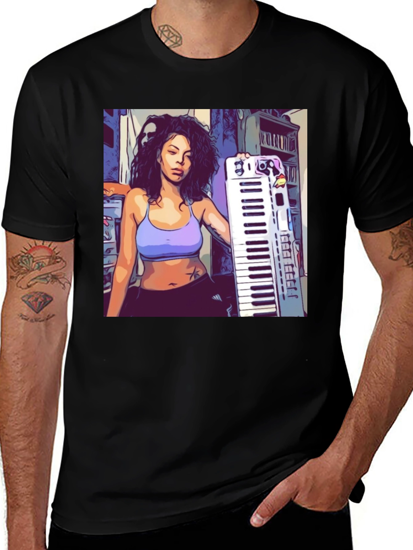 Variant 10 of Graphic Print T-Shirt - Musician Design