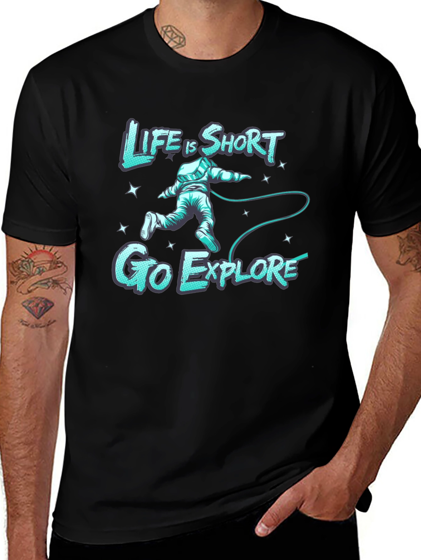 Variant 23 of Life Is Short Go Explore Black Graphic Tee