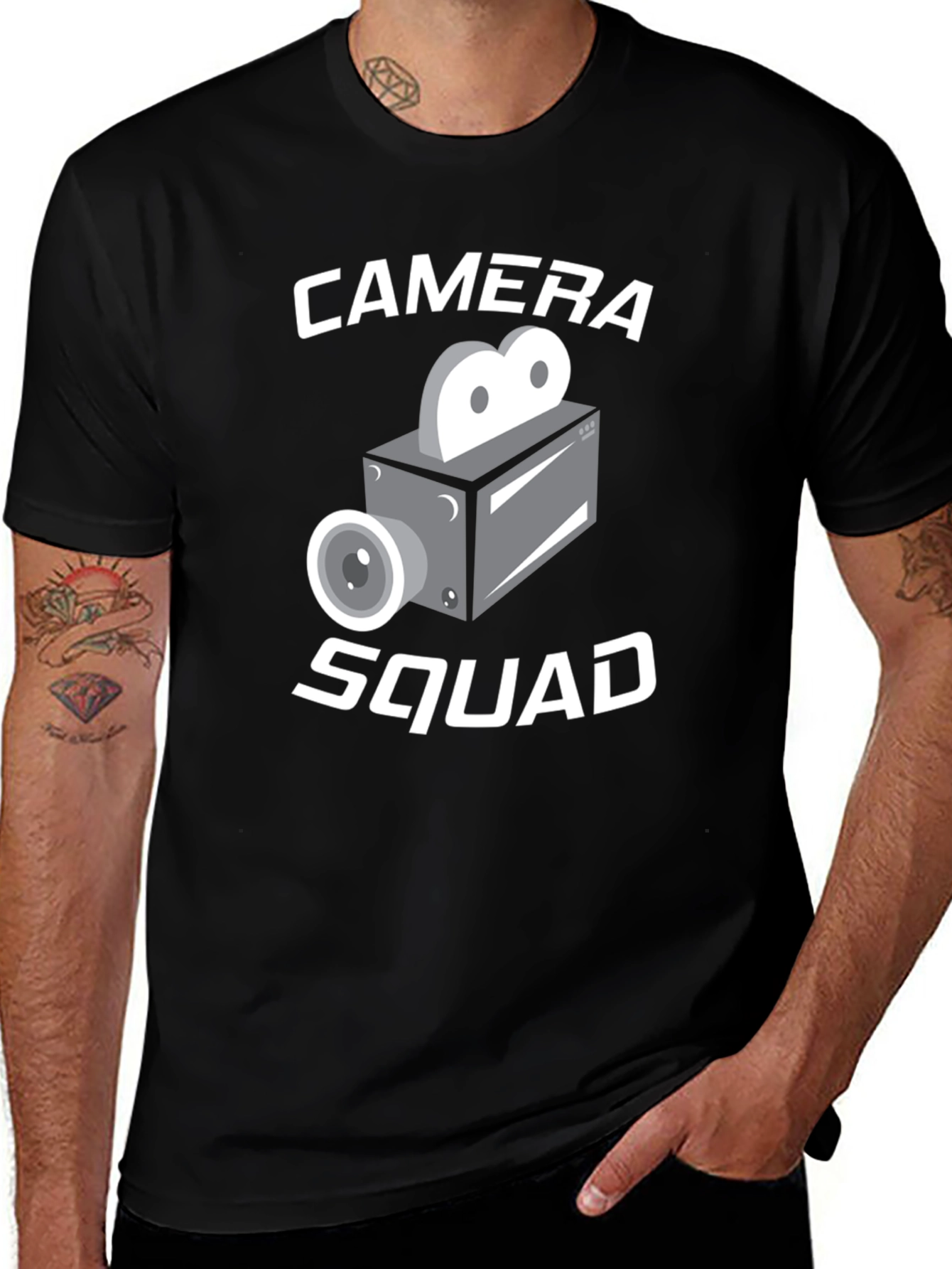 Variant 12 of Camera Squad Graphic Tee - Black Short Sleeve T-Shirt