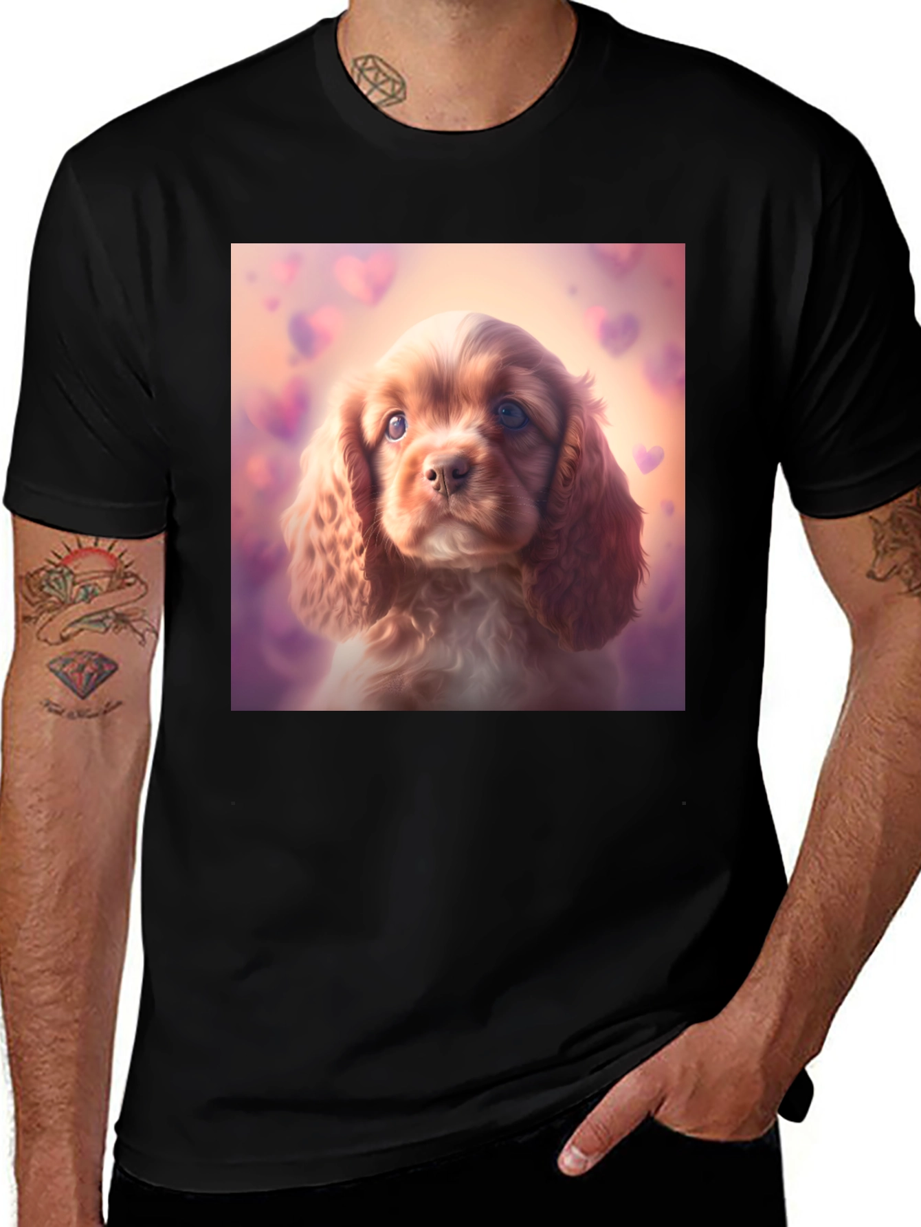 Variant 20 of Cute Puppy Love Black T-Shirt