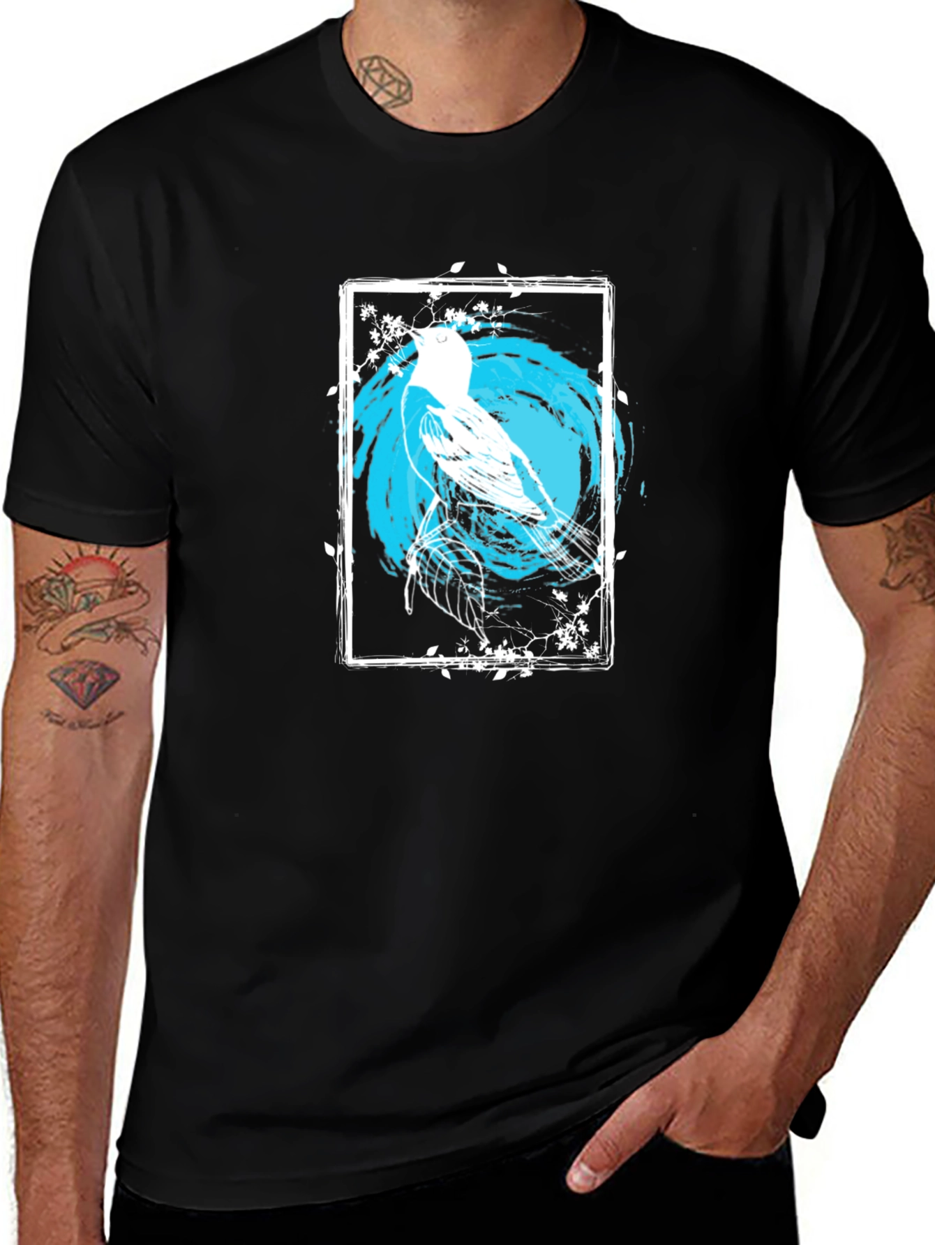 Variant 25 of Bird Art Graphic Print Black Tee
