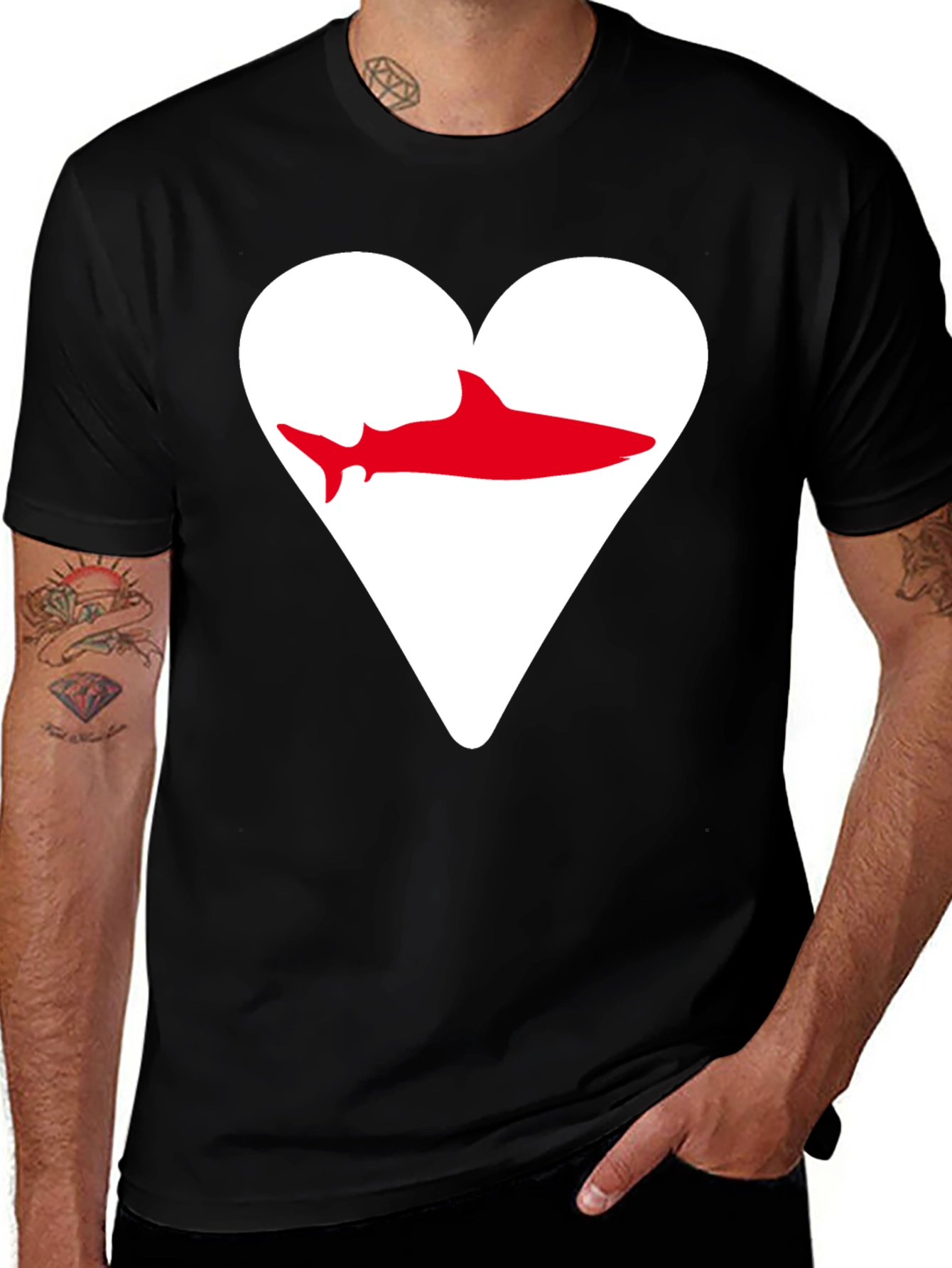 Variant 23 of Shark Heart Graphic Tee - Stylish & Unique Men's T-Shirt