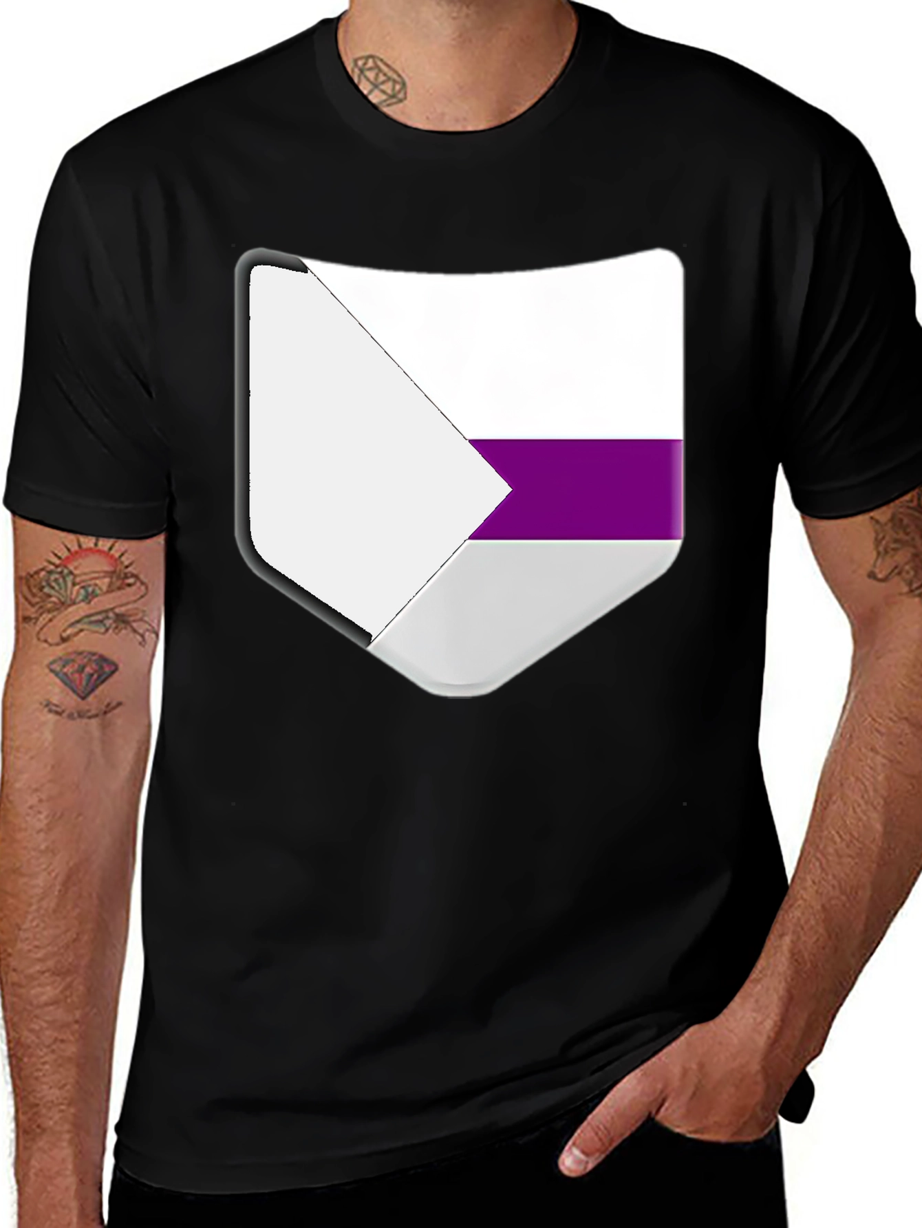 Aromantic Pride Shield T-Shirt - Black