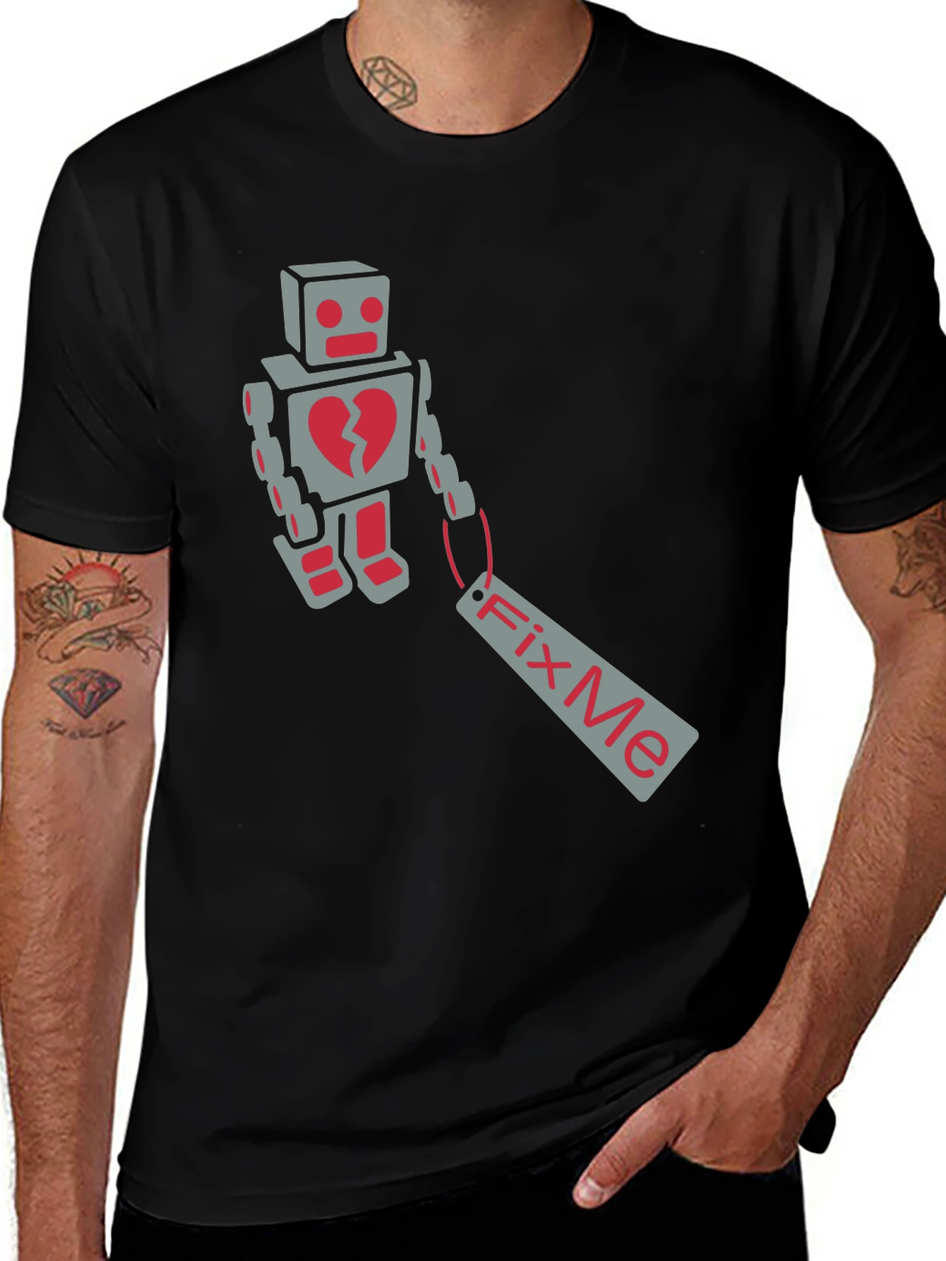 Variant 9 of Fix Me Robot Graphic Print Men's T-Shirt