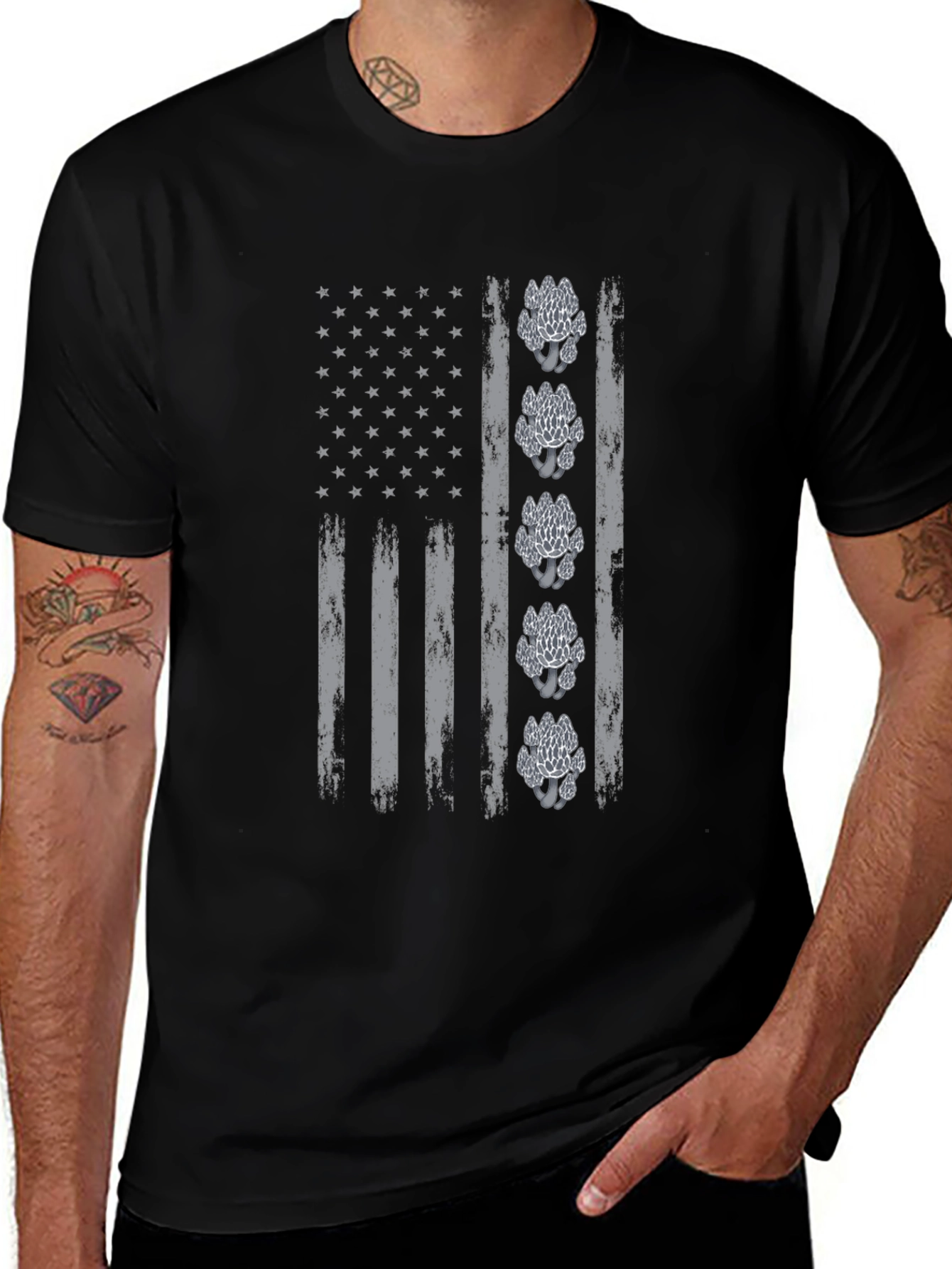 Variant 21 of Distressed Flag Mushroom Graphic Tee