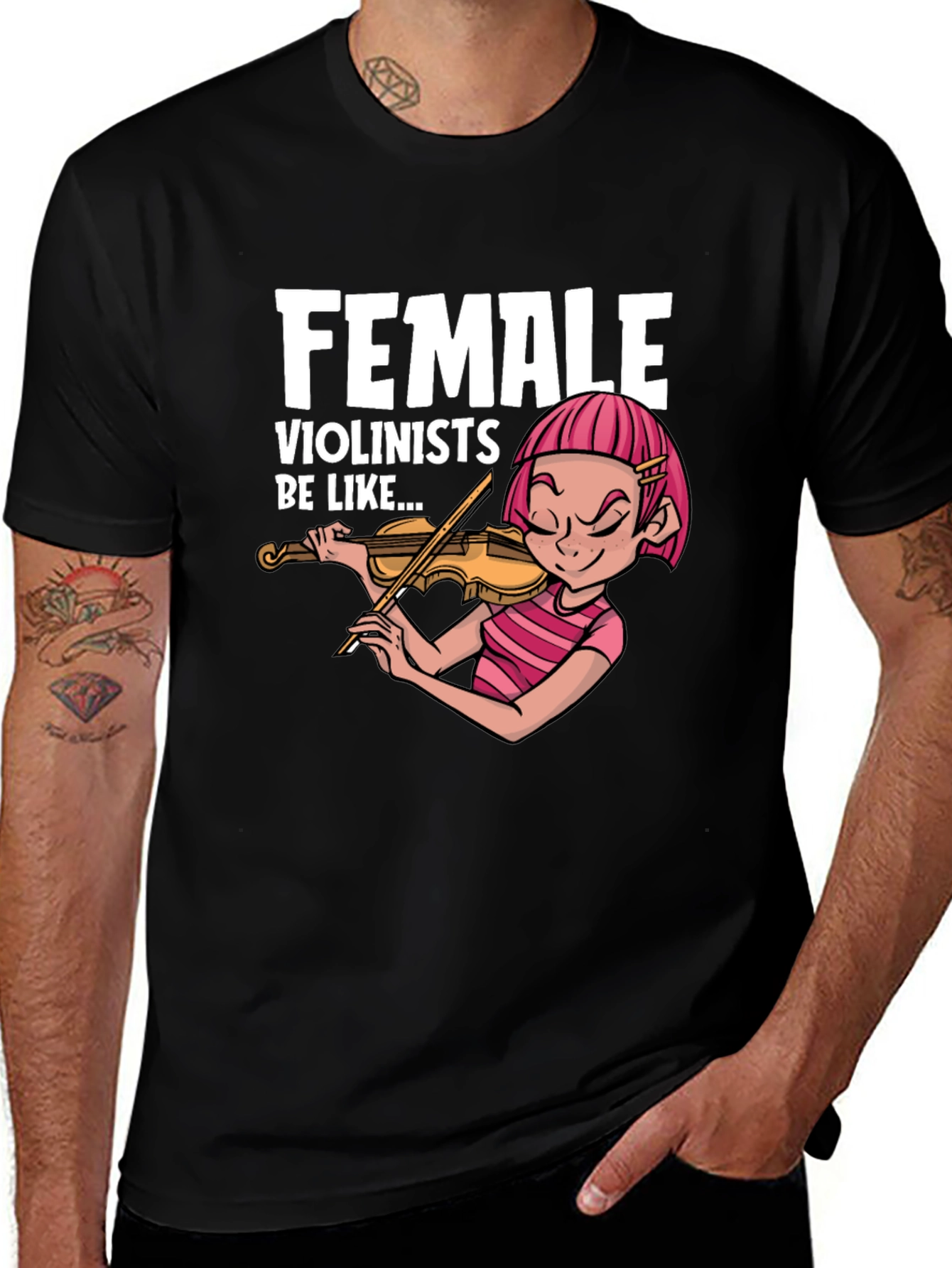 Variant 27 of Funny Female Violinist Graphic Tee - Black