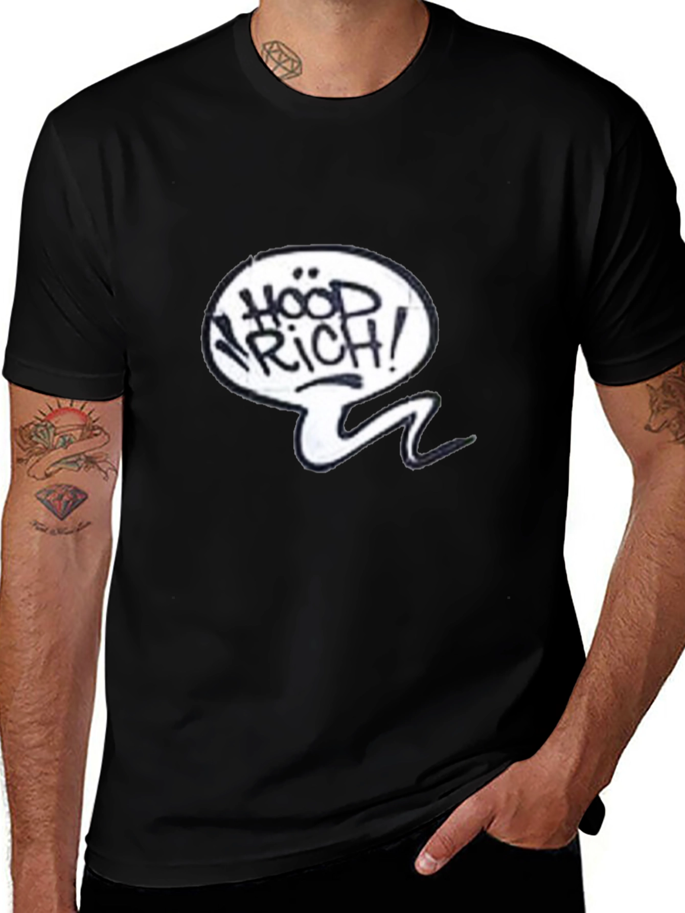 Variant 30 of Hood Rich T-Shirt: Cool Black Graphic Tee for Men