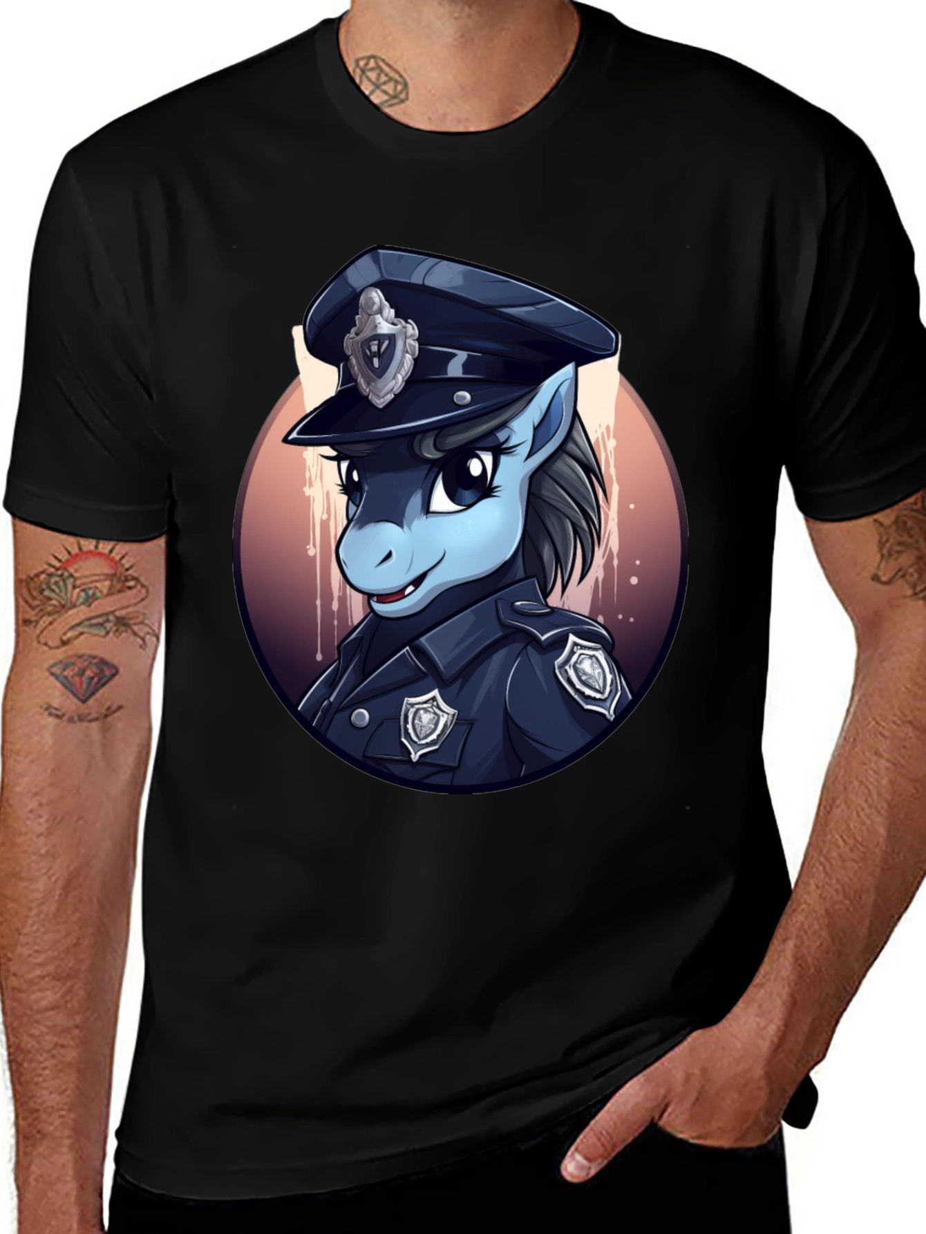 Variant 27 of Pony Police Graphic T-Shirt - Cool Cartoon Design