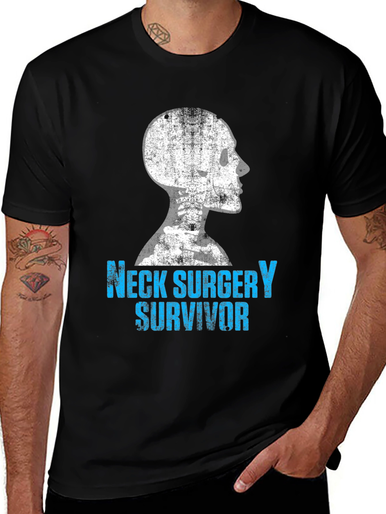 Variant 28 of Neck Surgery Survivor T-Shirt - Bone Skeleton Design