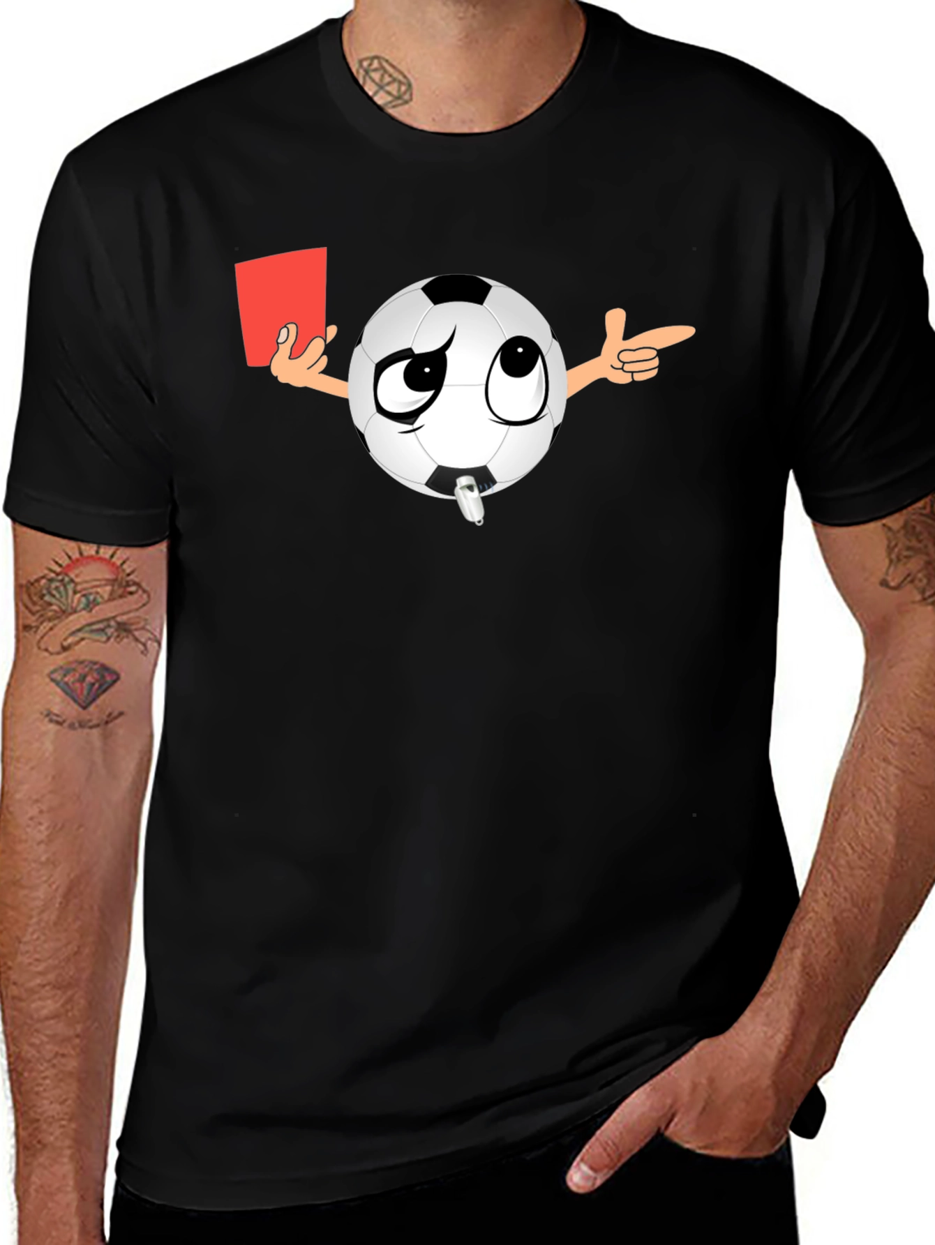 Variant 24 of Soccer Referee T-Shirt - Funny Cartoon Ball with Red Card