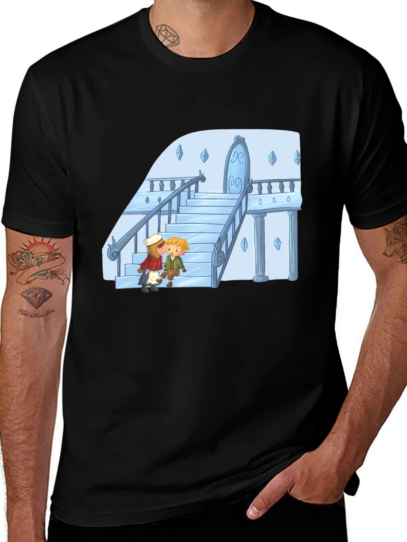 Variant 26 of Cartoon Kiss Black T-Shirt