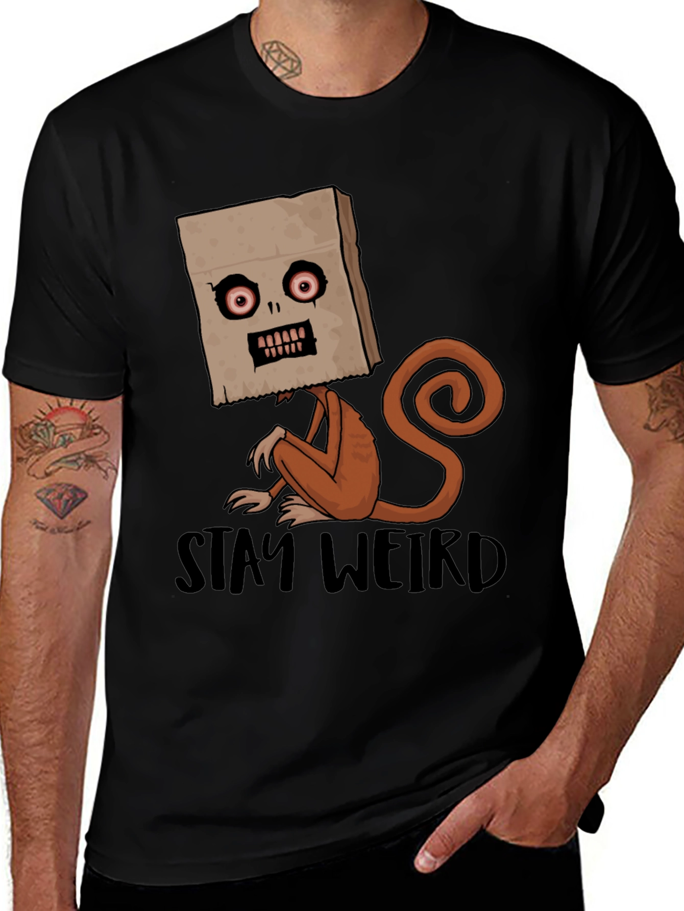 Variant 23 of Stay Weird Monkey Graphic Tee - Black